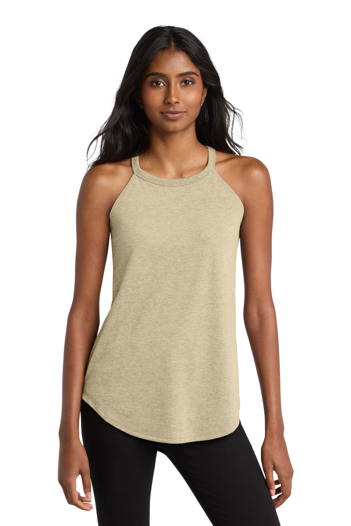 Custom Desert Tan Heather Women's Perfect Tri Rocker Tank DT137L, personalized by SanCanDo Swag in Argyle, TX