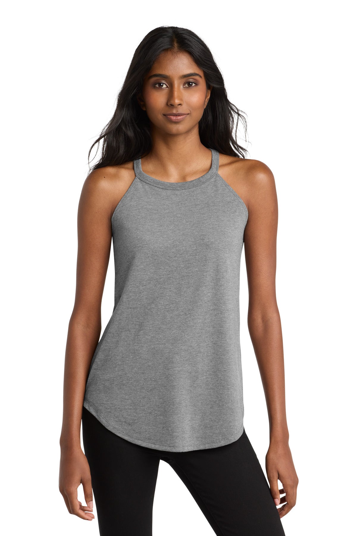 Custom Grey Frost Women's Perfect Tri Rocker Tank DT137L, personalized by SanCanDo Swag in Argyle, TX