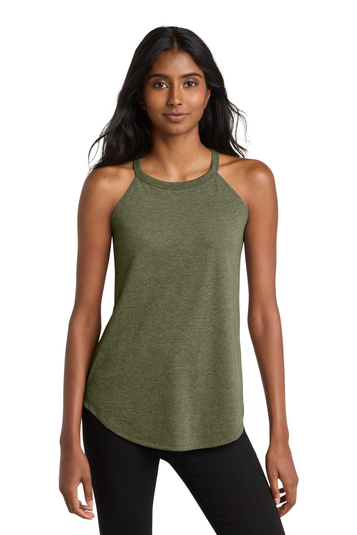 Custom Military Green Frost Women's Perfect Tri Rocker Tank DT137L, personalized by SanCanDo Swag in Argyle, TX