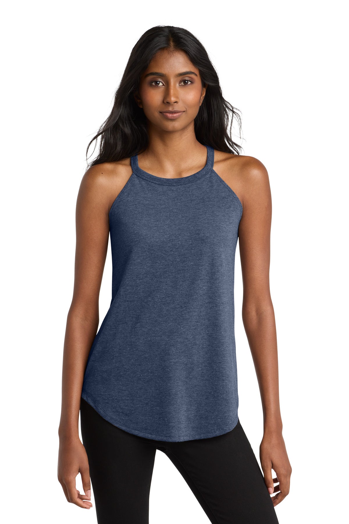 Custom Navy Frost Women's Perfect Tri Rocker Tank DT137L, personalized by SanCanDo Swag in Argyle, TX