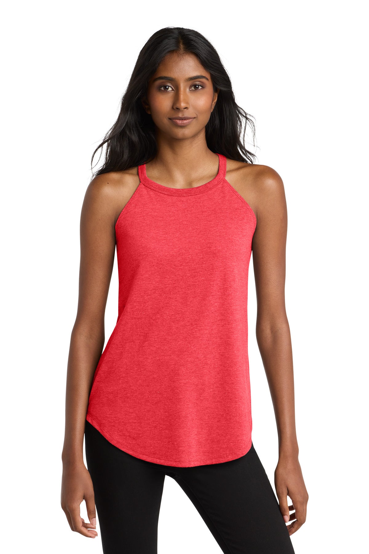 Custom Red Frost Women's Perfect Tri Rocker Tank DT137L, personalized by SanCanDo Swag in Argyle, TX