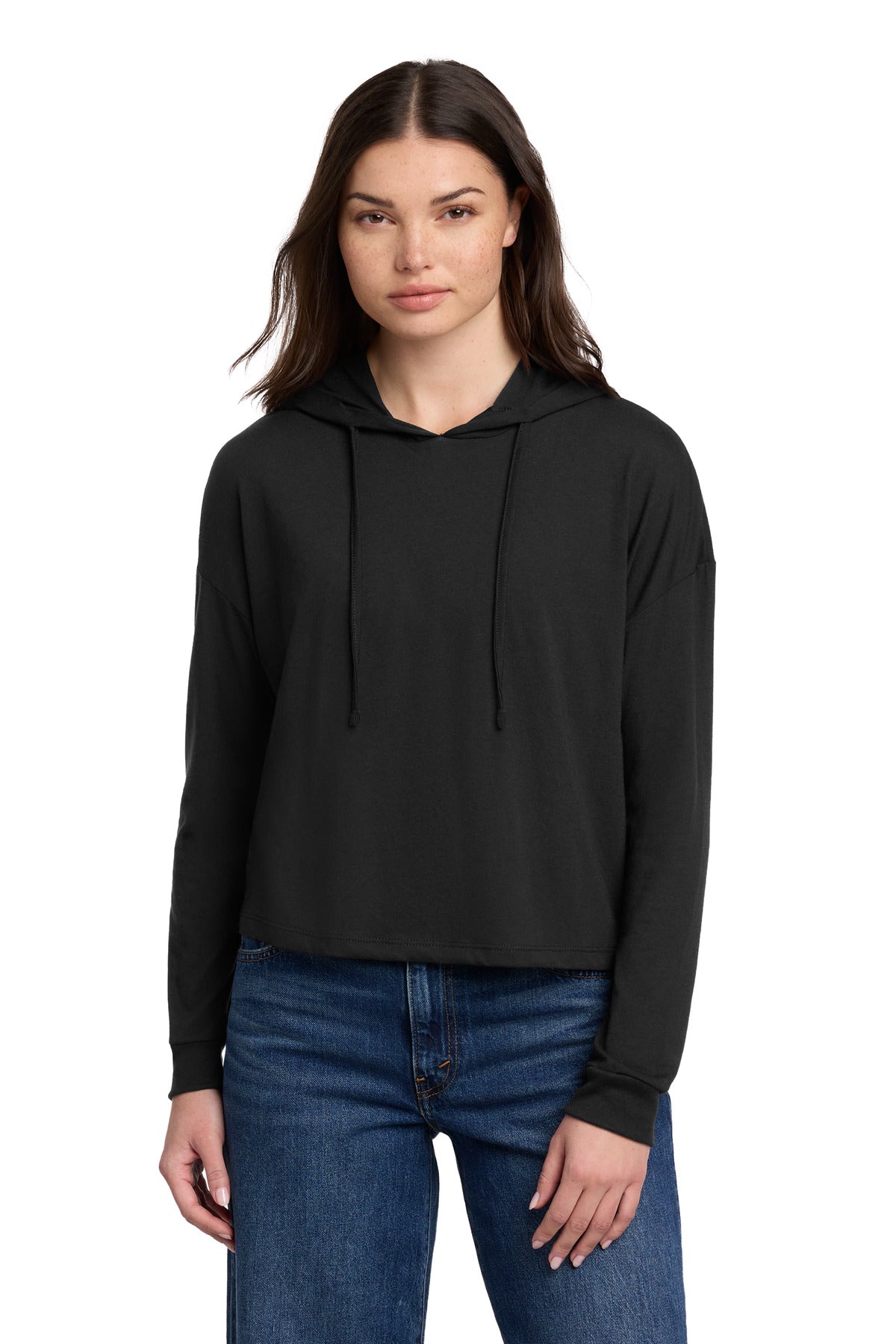 Custom Black Perfect Tri Midi Long Sleeve Hoodie DT1390L, personalized by SanCanDo Swag in Argyle, TX