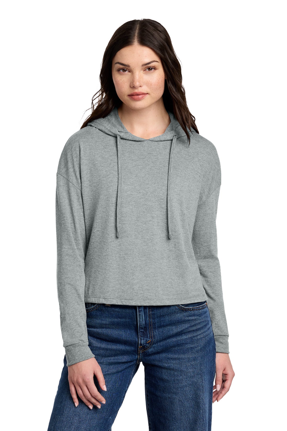 Custom Grey Frost Perfect Tri Midi Long Sleeve Hoodie DT1390L, personalized by SanCanDo Swag in Argyle, TX
