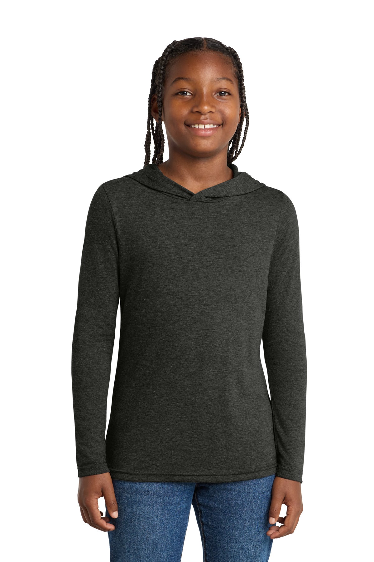 Custom Black Frost Youth Perfect Tri Long Sleeve Hoodie DT139Y, personalized by SanCanDo Swag in Argyle, TX