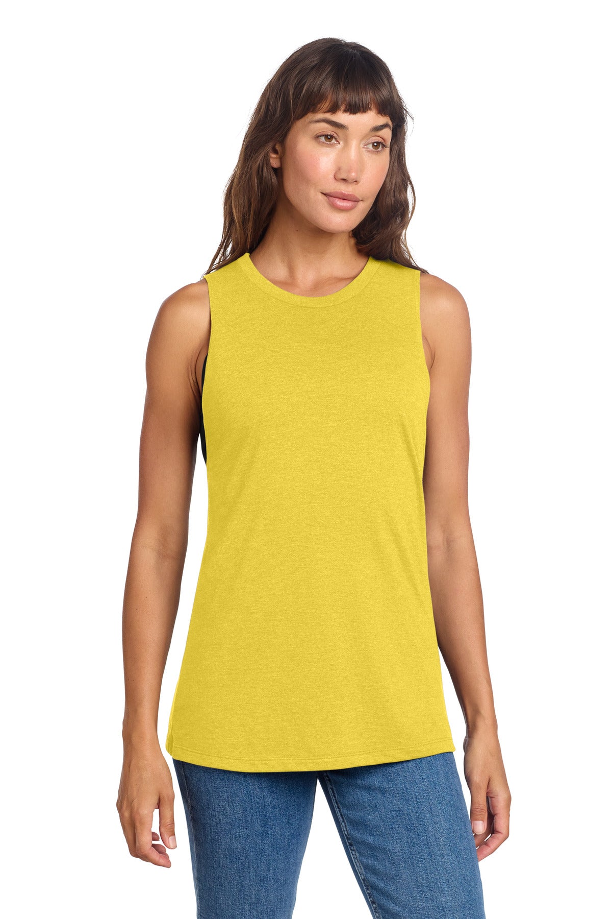 Custom Ochre Yellow Heather Women's Perfect Tri Muscle Tank DT153, personalized by SanCanDo Swag in Argyle, TX