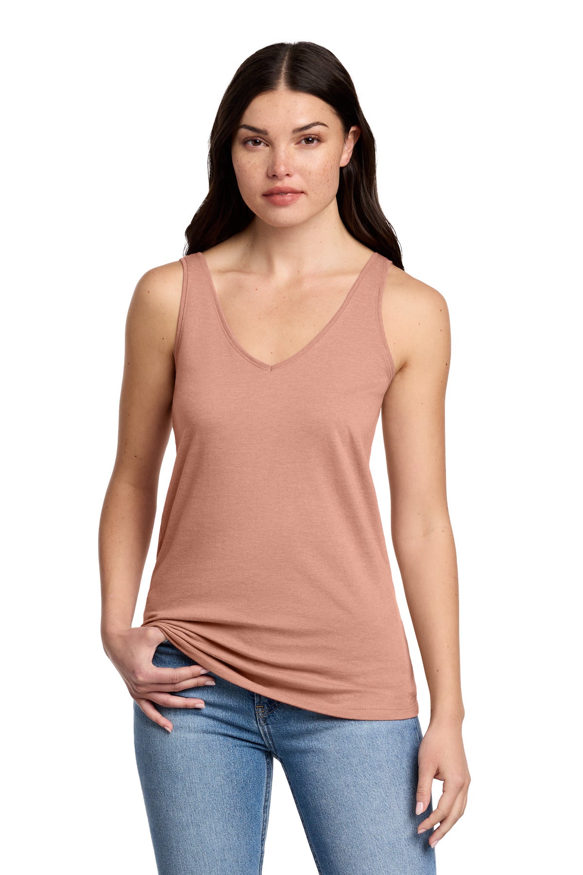 Custom Nostalgia Rose Heather Women's Perfect Blend CVC V-Neck Tank DT154, personalized by SanCanDo Swag in Argyle, TX