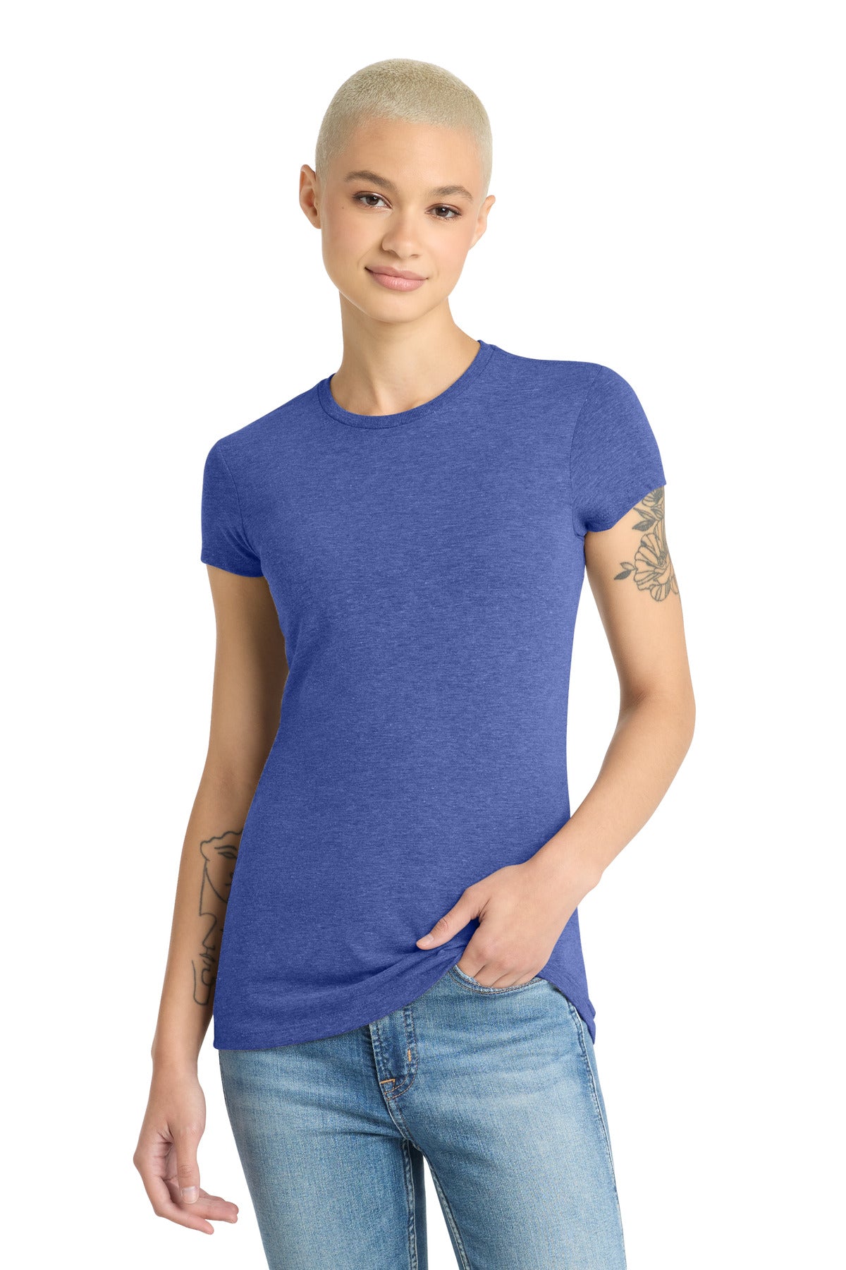 Custom Royal Frost Women's Fitted Perfect Tri Tee DT155, personalized by SanCanDo Swag in Argyle, TX
