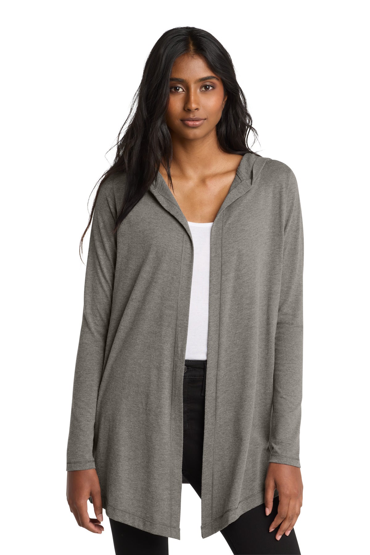 Custom Grey Frost Women's Perfect Tri Hooded Cardigan DT156, personalized by SanCanDo Swag in Argyle, TX