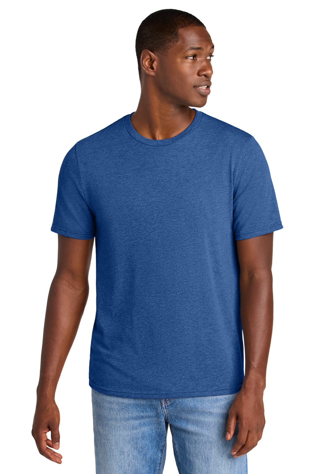 Custom Heathered Deep Royal Perfect Weight CVC Tee DT184, personalized by SanCanDo Swag in Argyle, TX
