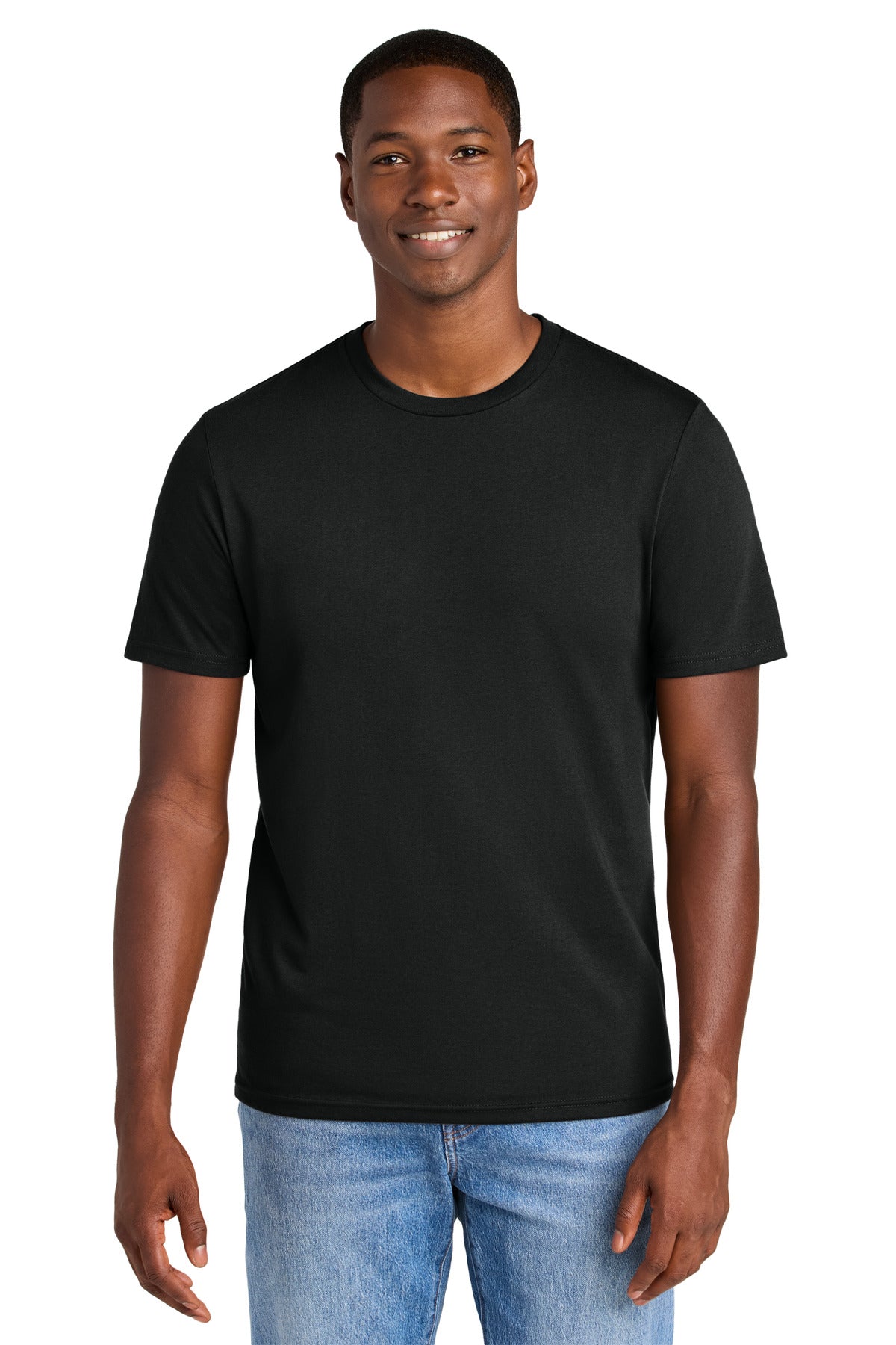 Custom Jet Black Perfect Weight CVC Tee DT184, personalized by SanCanDo Swag in Argyle, TX