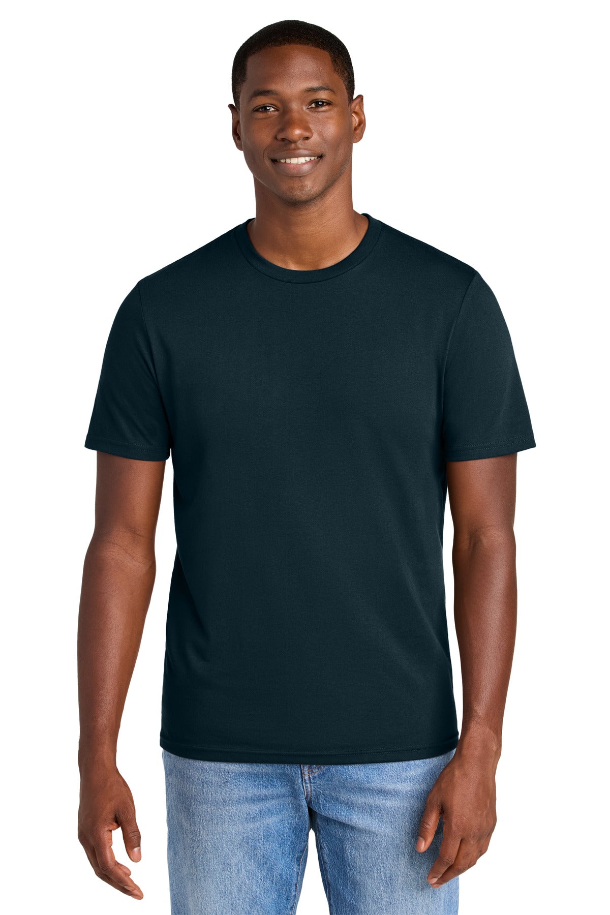 Custom Navy Blue Perfect Weight CVC Tee DT184, personalized by SanCanDo Swag in Argyle, TX