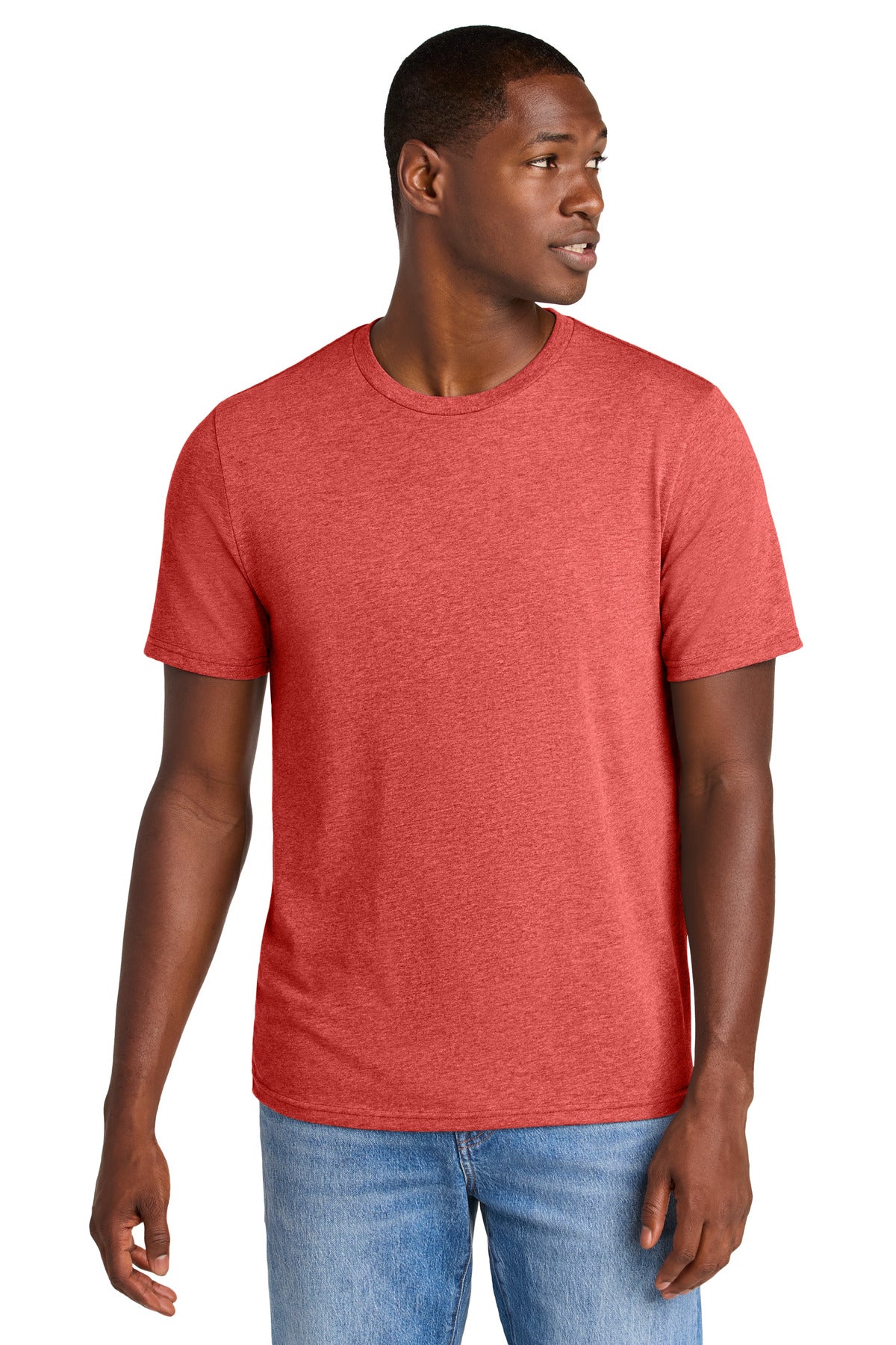 Custom Geranium Heather Perfect Weight CVC Tee DT184, personalized by SanCanDo Swag in Argyle, TX