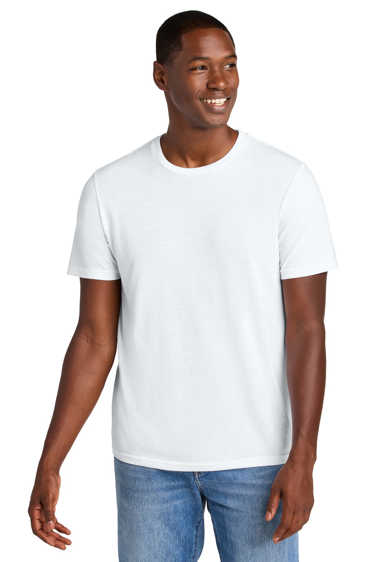 Custom Bright White Perfect Weight CVC Tee DT184, personalized by SanCanDo Swag in Argyle, TX