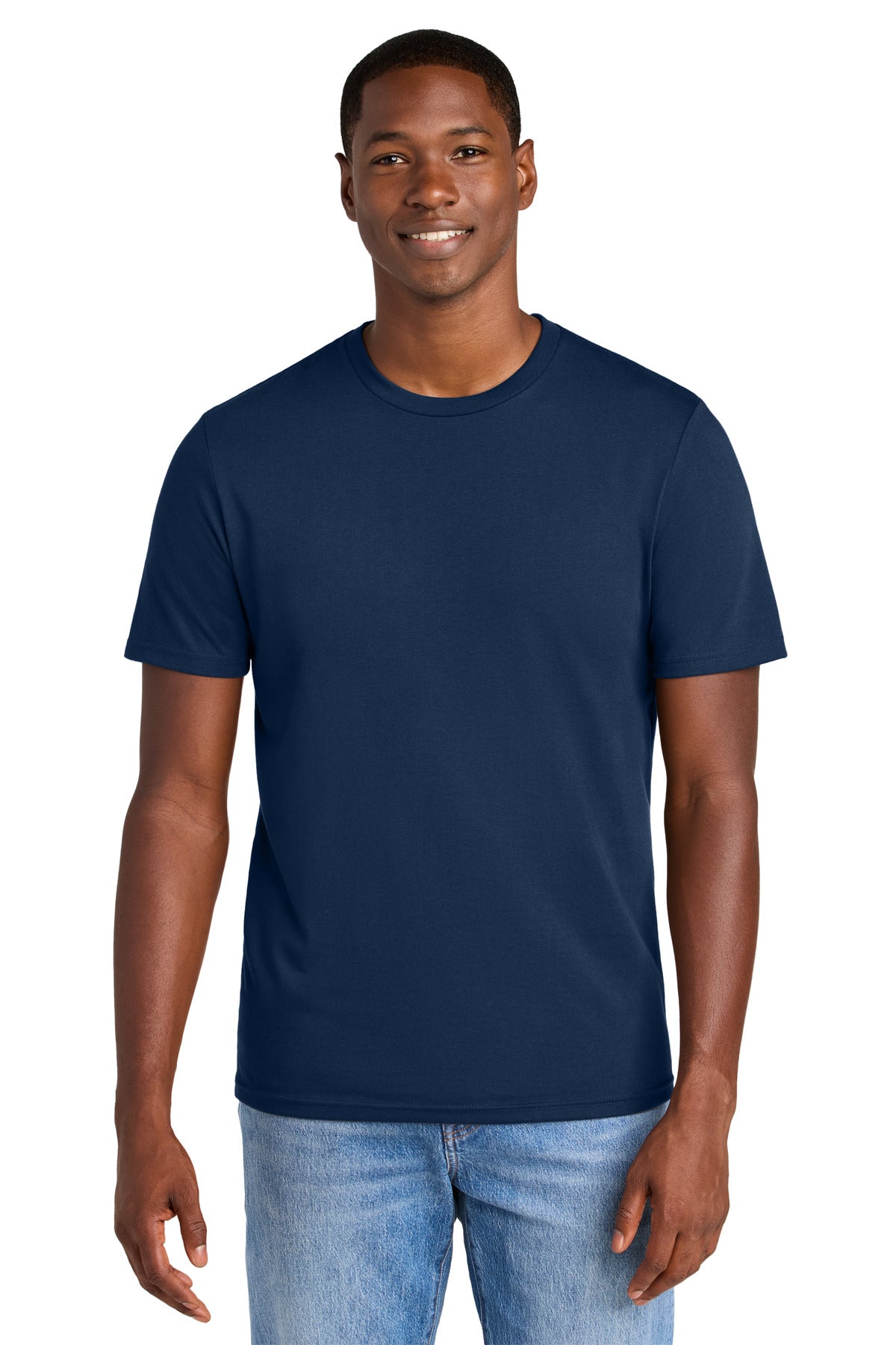 Custom Dark Royal Perfect Weight CVC Tee DT184, personalized by SanCanDo Swag in Argyle, TX