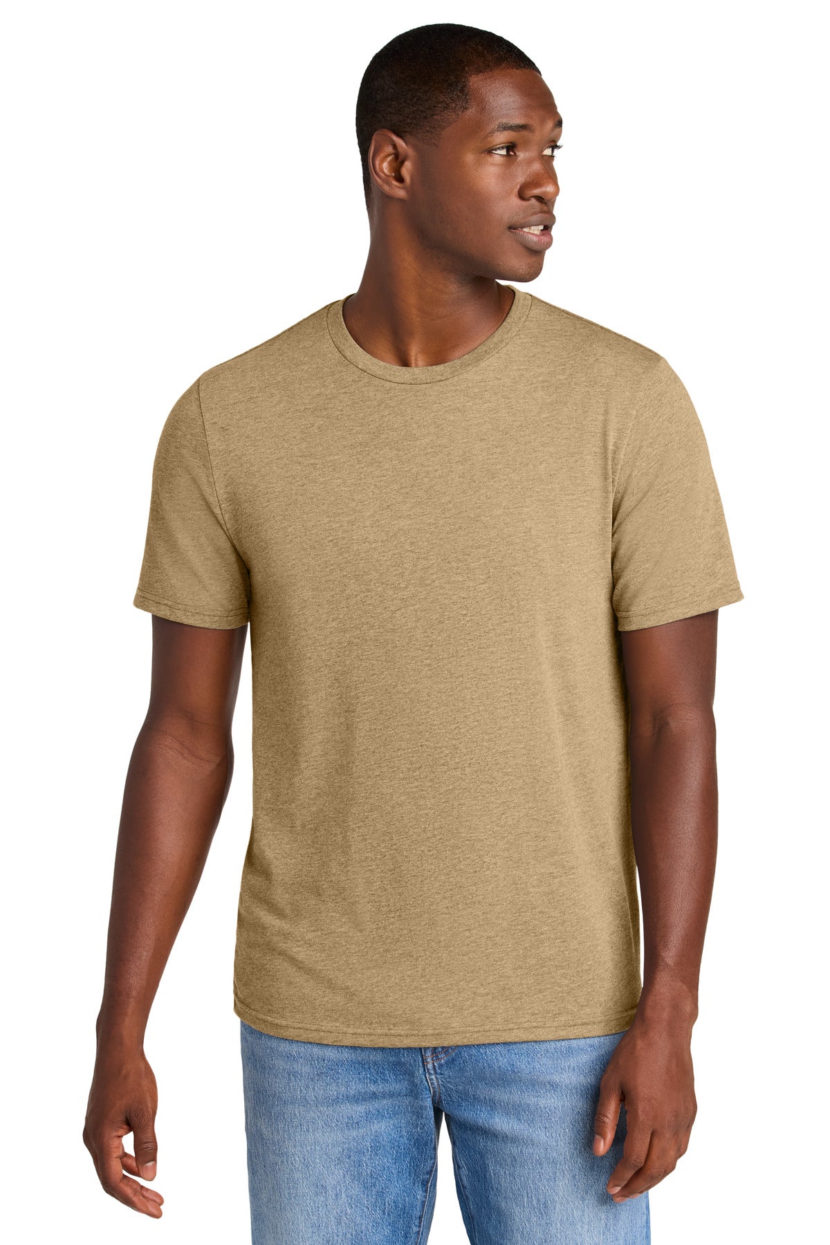 Custom Dune Heather Perfect Weight CVC Tee DT184, personalized by SanCanDo Swag in Argyle, TX