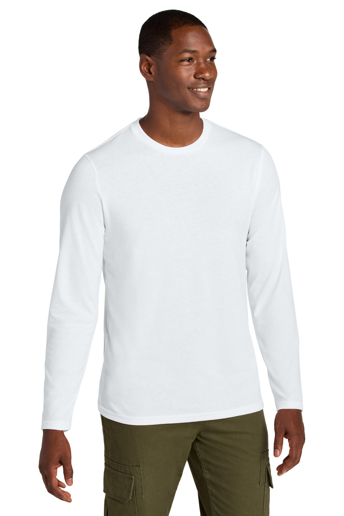 Custom Bright White Perfect Weight CVC Long Sleeve Tee DT185, personalized by SanCanDo Swag in Argyle, TX