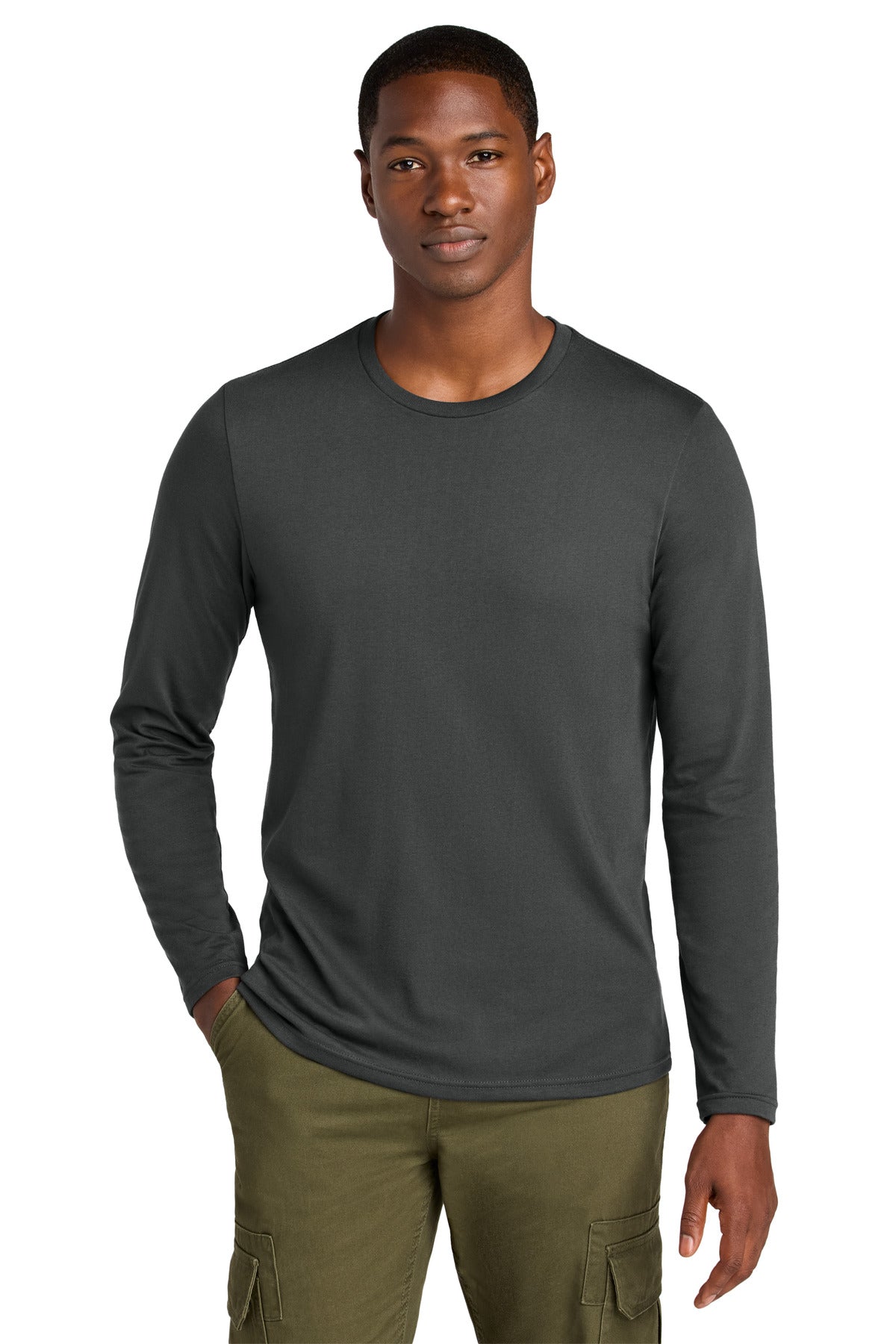 Custom Charcoal Perfect Weight CVC Long Sleeve Tee DT185, personalized by SanCanDo Swag in Argyle, TX