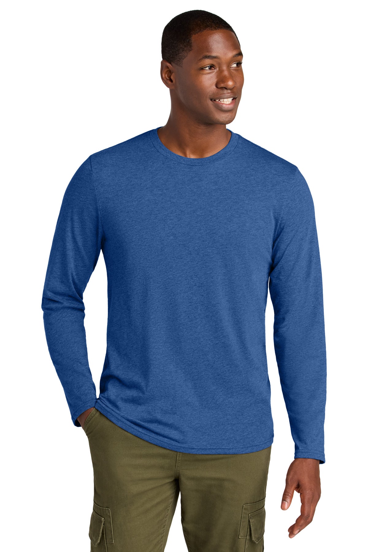 Custom Heathered Deep Royal Perfect Weight CVC Long Sleeve Tee DT185, personalized by SanCanDo Swag in Argyle, TX