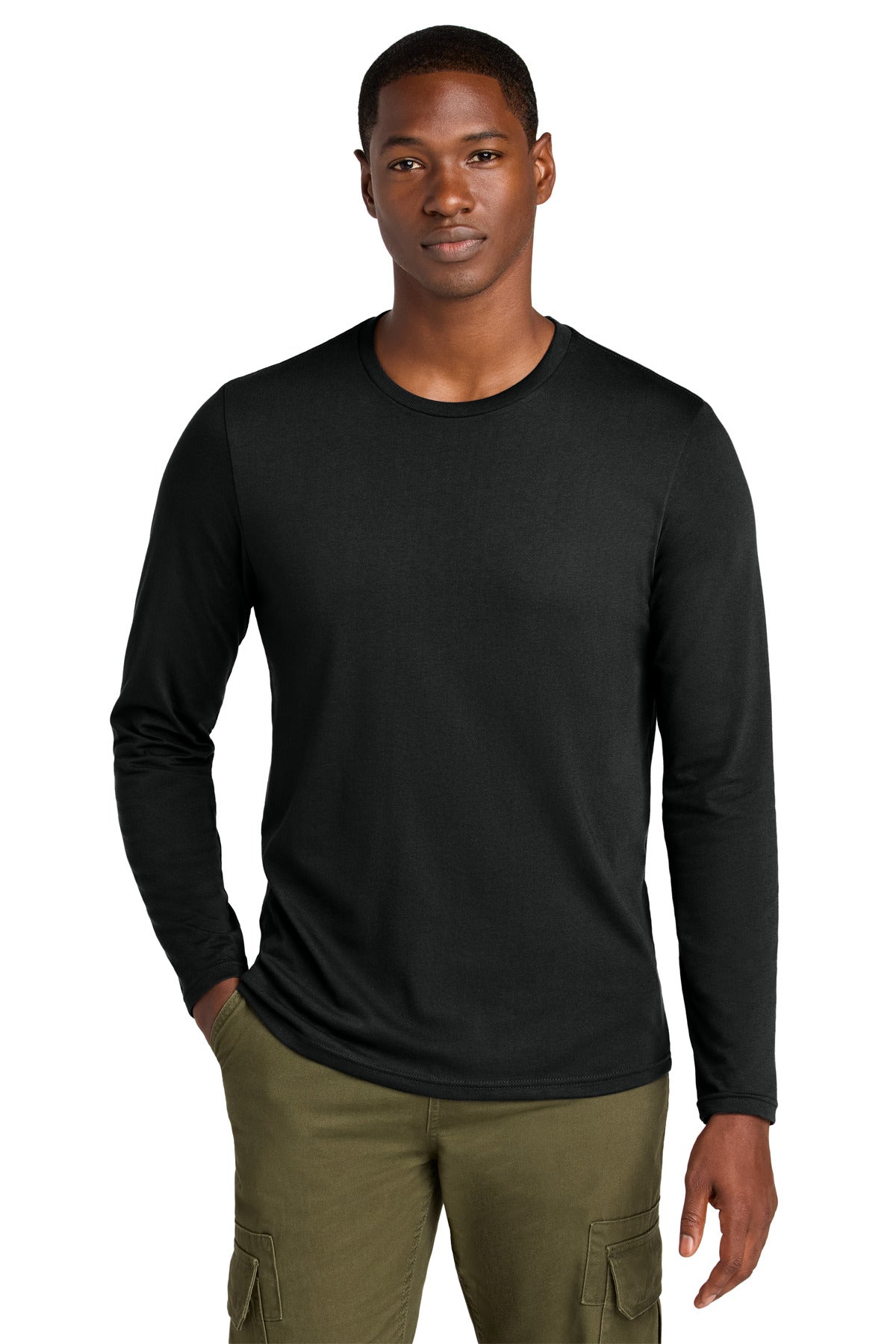 Custom Jet Black Perfect Weight CVC Long Sleeve Tee DT185, personalized by SanCanDo Swag in Argyle, TX