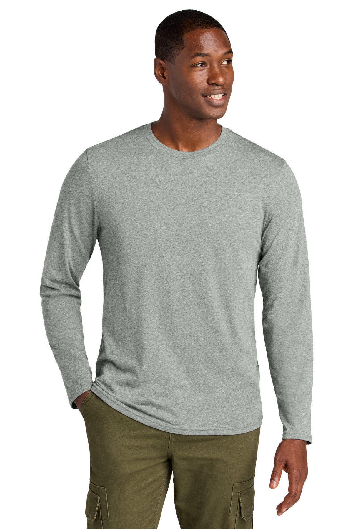 Custom Light Heather Grey Perfect Weight CVC Long Sleeve Tee DT185, personalized by SanCanDo Swag in Argyle, TX