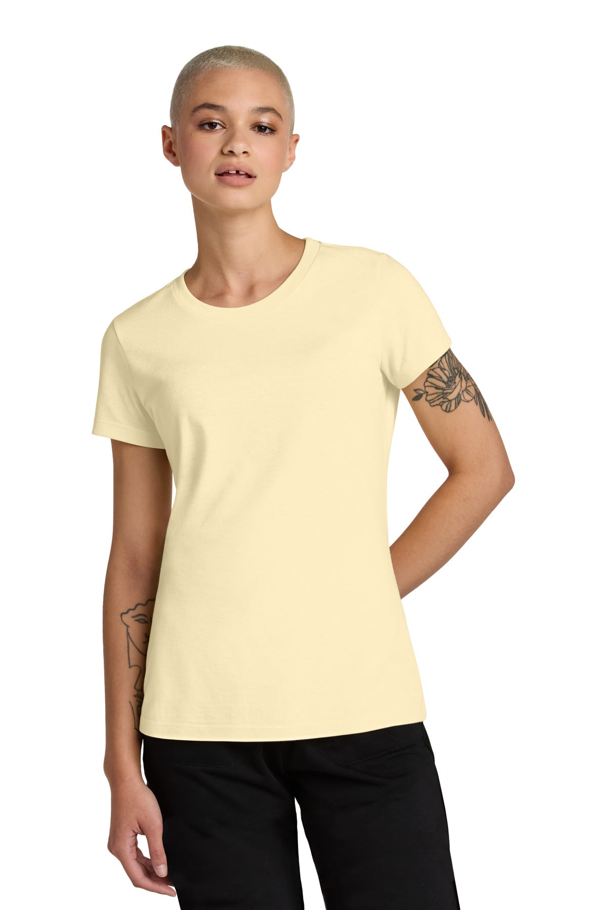 Custom Soft Yellow Women's Perfect Weight CVC Tee DT188, personalized by SanCanDo Swag in Argyle, TX