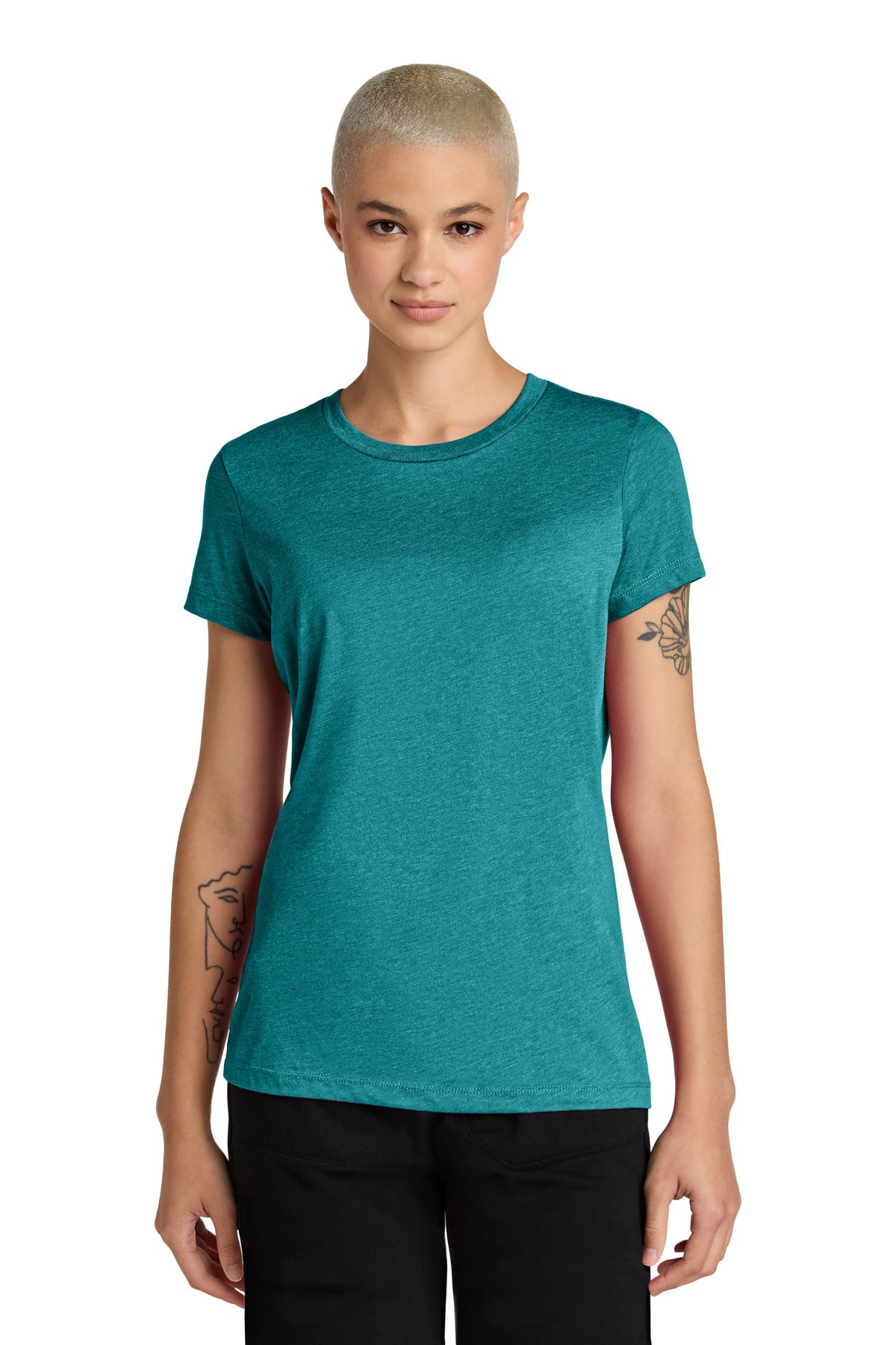 Custom Heathered Teal Women's Perfect Weight CVC Tee DT188, personalized by SanCanDo Swag in Argyle, TX