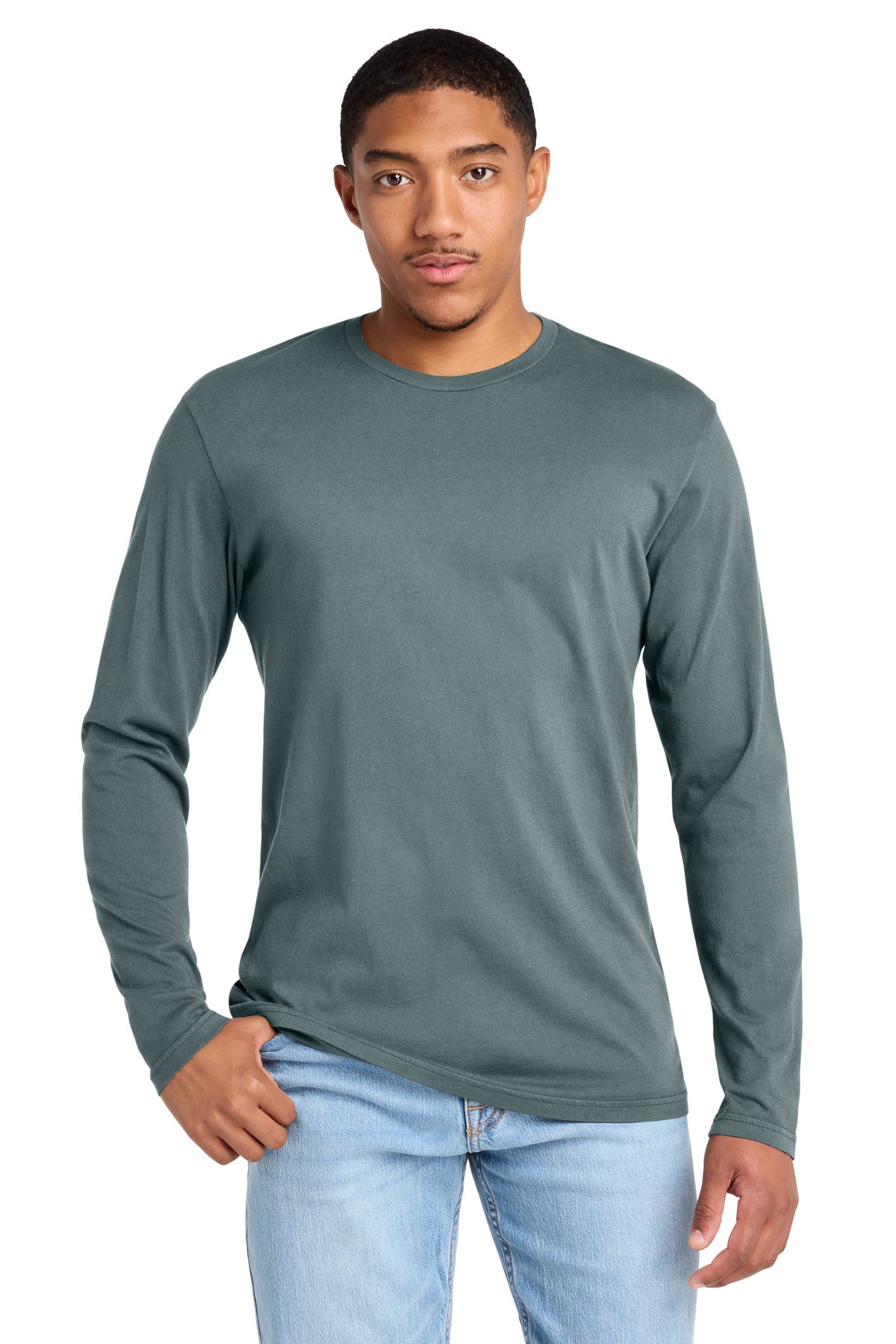Custom Deep Steel Blue Wash Long Sleeve Tee DT2103, personalized by SanCanDo Swag in Argyle, TX