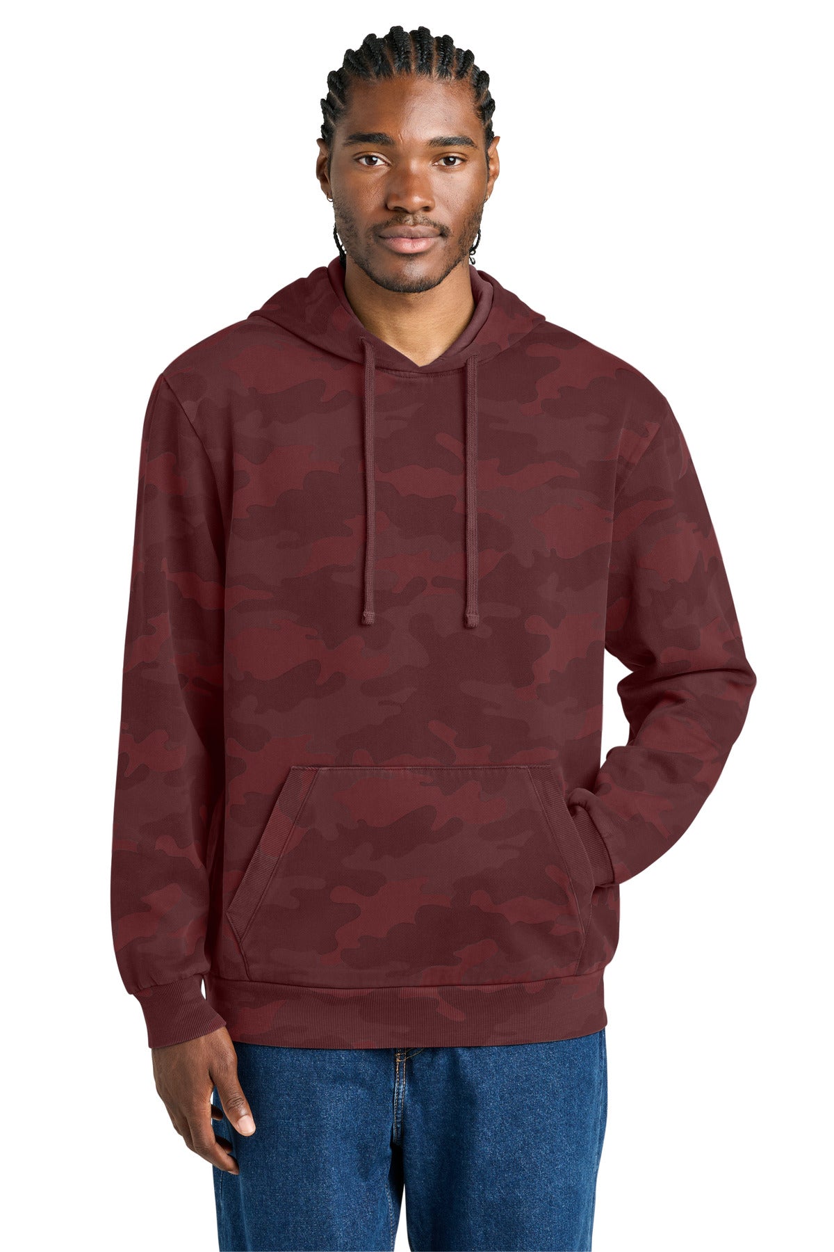 Custom Bordeaux Wash Camo Fleece Hoodie DT2200C, personalized by SanCanDo Swag in Argyle, TX