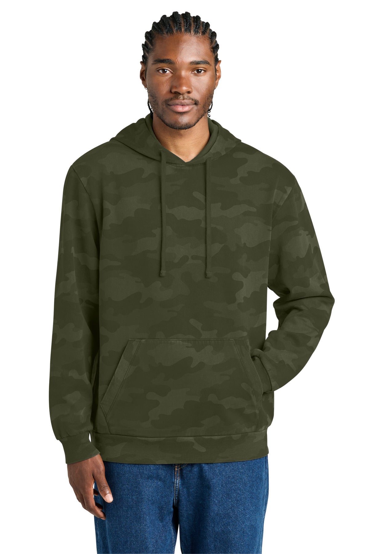 Custom Olive Drab Green Wash Camo Fleece Hoodie DT2200C, personalized by SanCanDo Swag in Argyle, TX