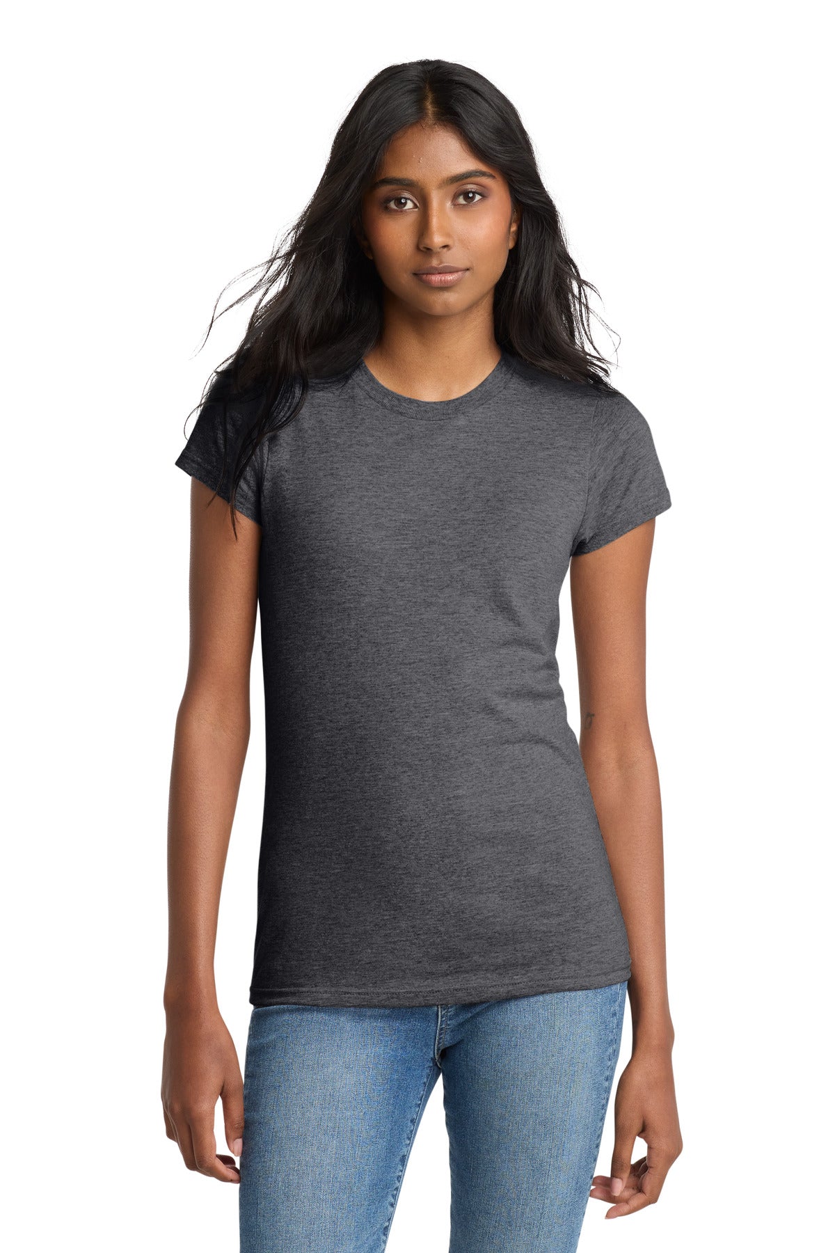 Custom Heathered Charcoal Women's Fitted The Concert Tee DT5001, personalized by SanCanDo Swag in Argyle, TX