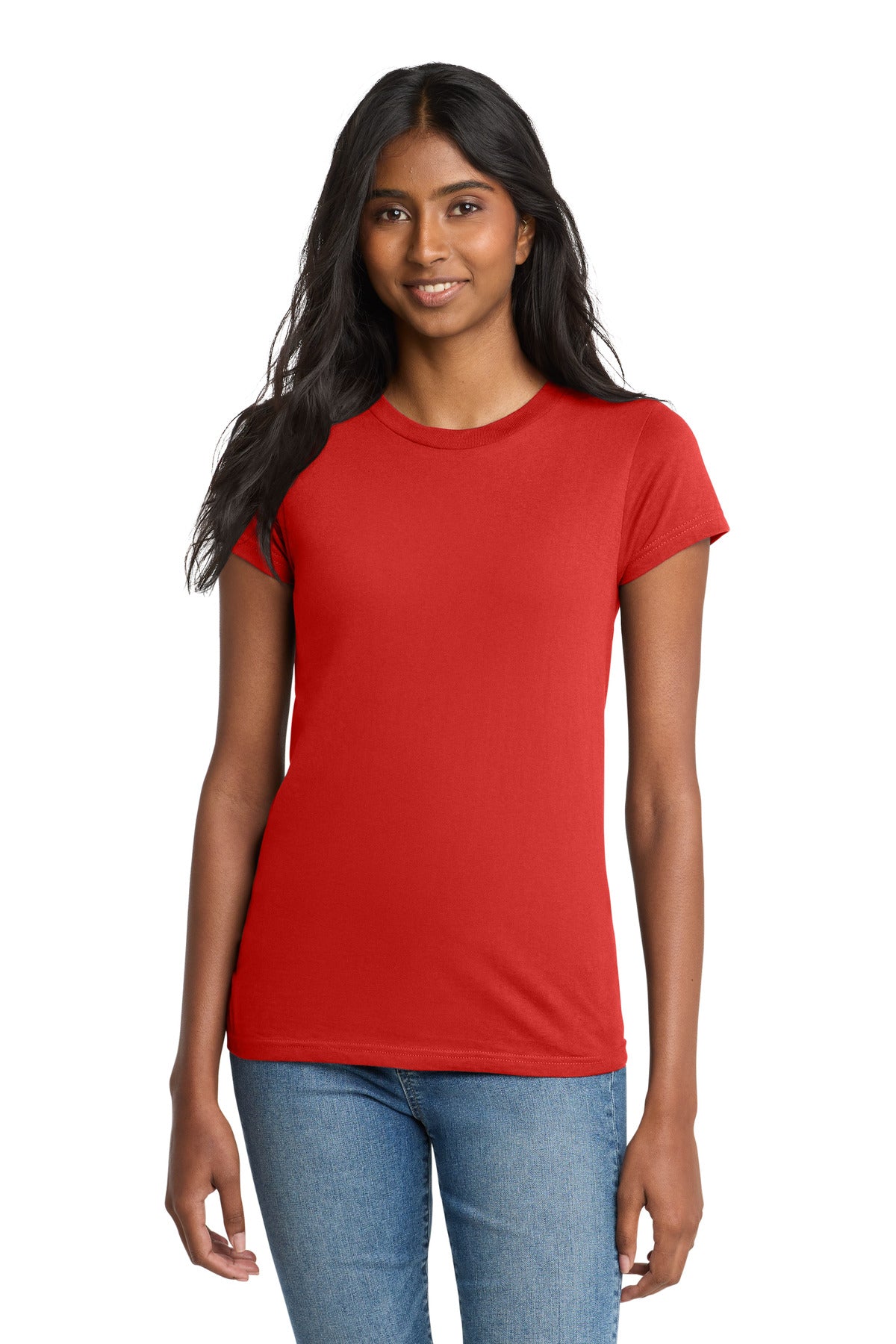 Custom New Red Women's Fitted The Concert Tee DT5001, personalized by SanCanDo Swag in Argyle, TX