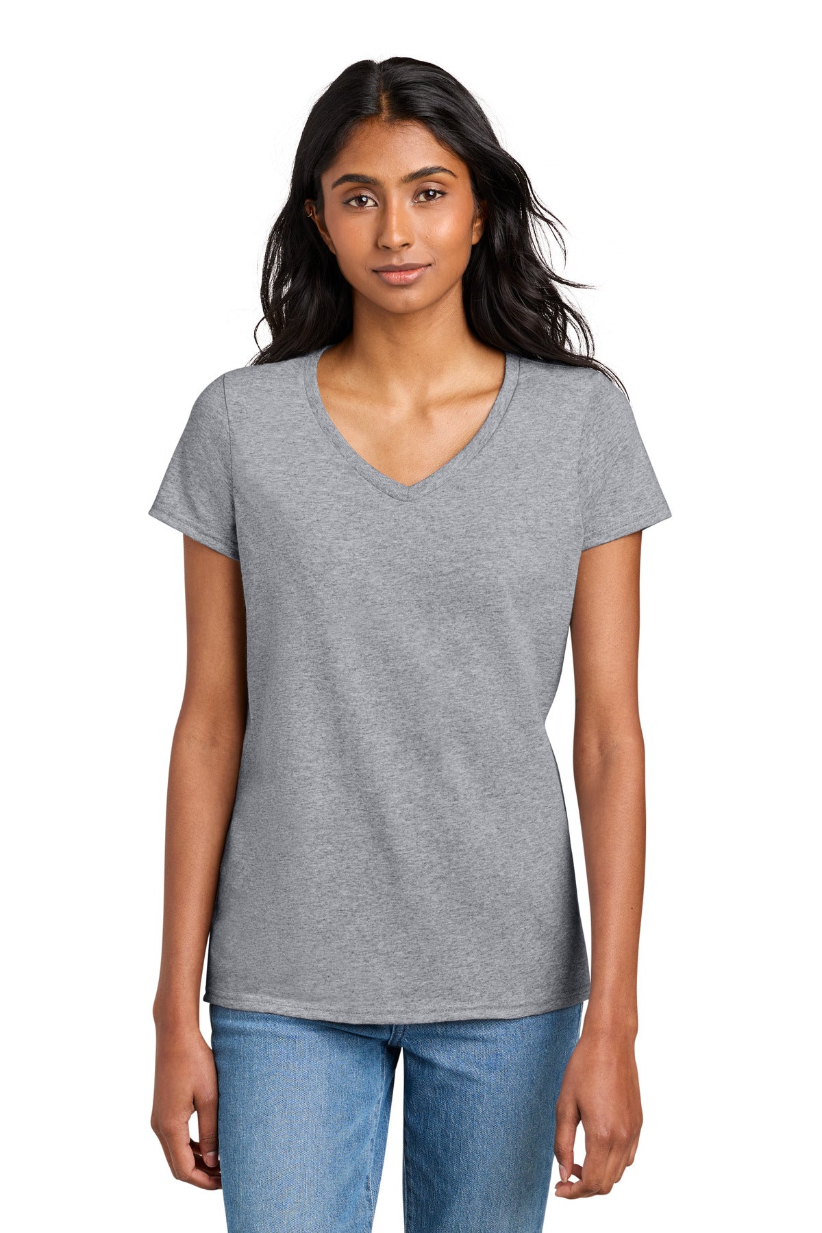 Custom Heather Grey Women's The Concert Tee V-Neck DT5002, personalized by SanCanDo Swag in Argyle, TX