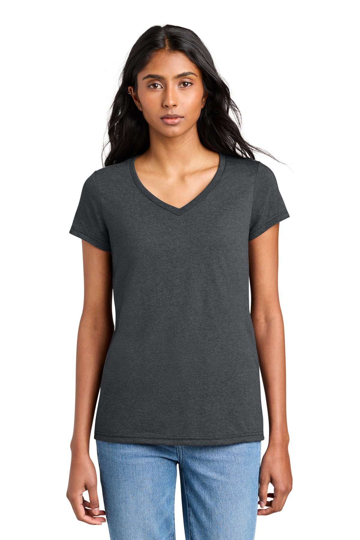 Custom Heathered Charcoal Women's The Concert Tee V-Neck DT5002, personalized by SanCanDo Swag in Argyle, TX