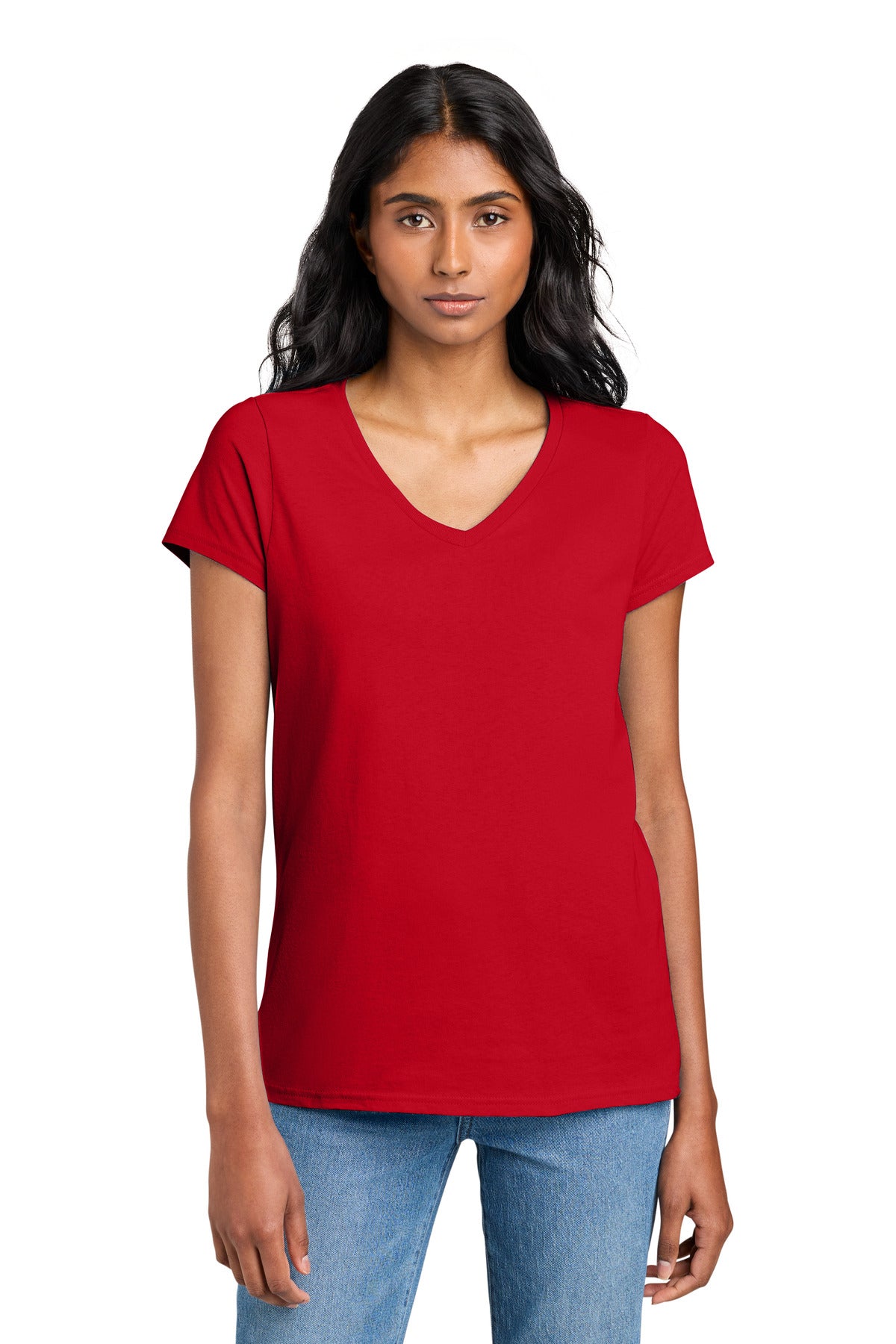 Custom New Red Women's The Concert Tee V-Neck DT5002, personalized by SanCanDo Swag in Argyle, TX