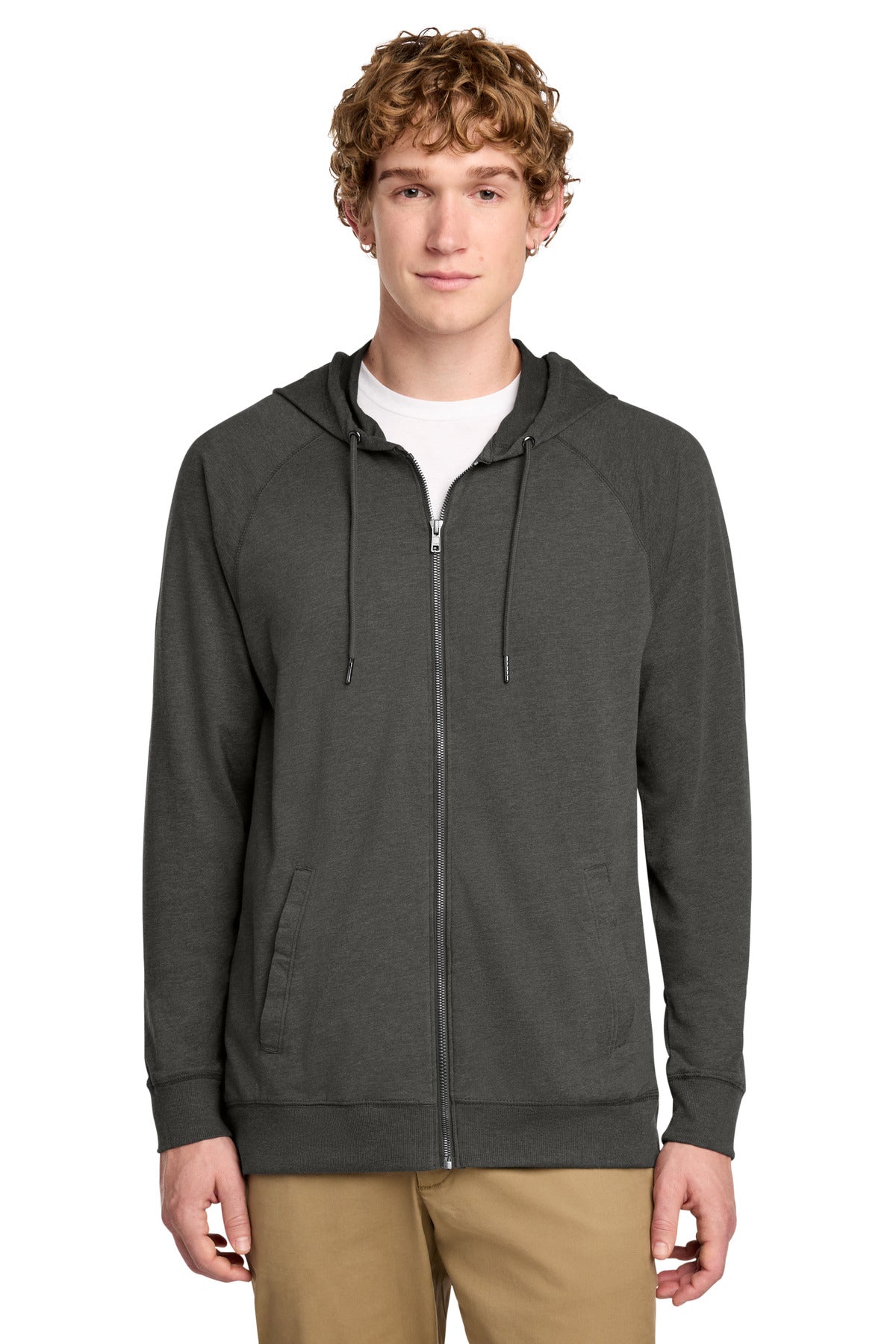Custom Washed Coal Featherweight French Terry Full-Zip Hoodie DT573, personalized by SanCanDo Swag in Argyle, TX