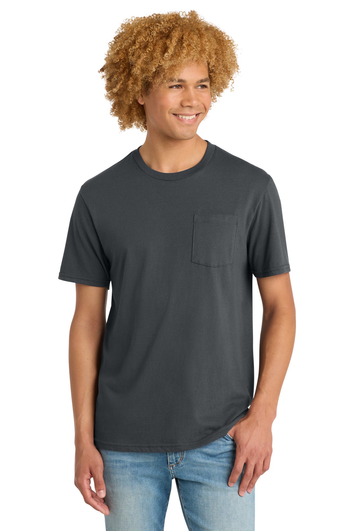 Custom Charcoal V.I.T. Tee with Pocket DT6000P, personalized by SanCanDo Swag in Argyle, TX
