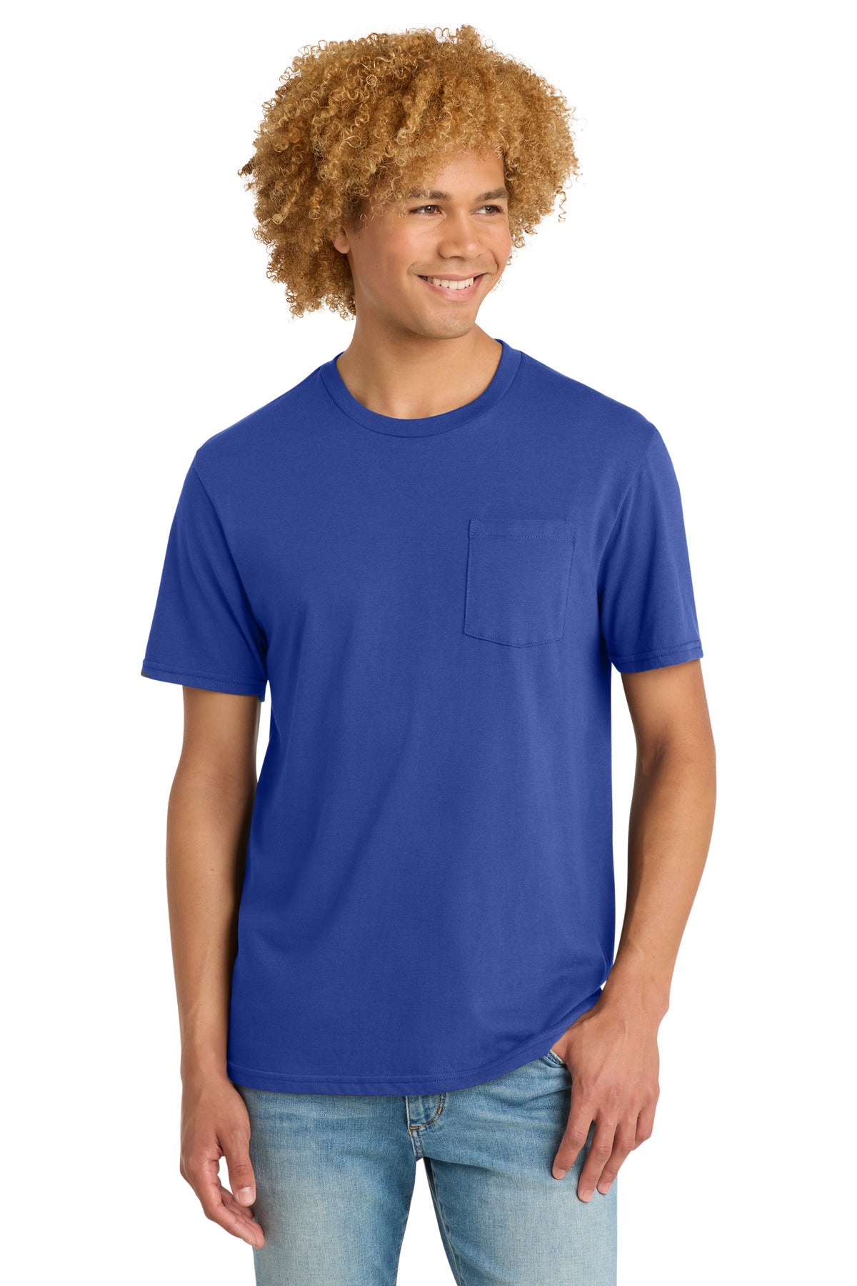 Custom Deep Royal V.I.T. Tee with Pocket DT6000P, personalized by SanCanDo Swag in Argyle, TX