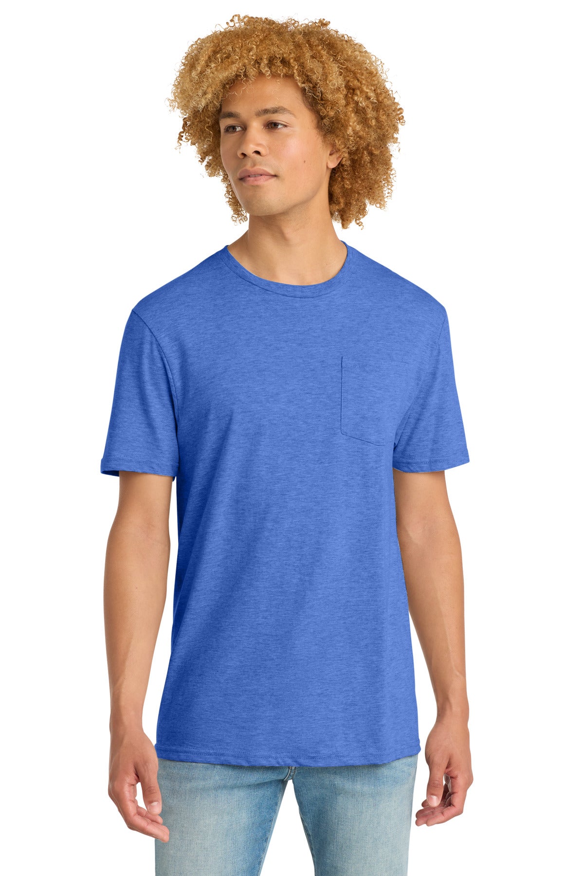 Custom Heathered Royal V.I.T. Tee with Pocket DT6000P, personalized by SanCanDo Swag in Argyle, TX