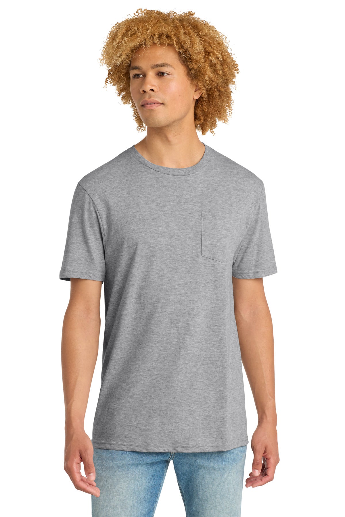 Custom Light Heather Grey V.I.T. Tee with Pocket DT6000P, personalized by SanCanDo Swag in Argyle, TX