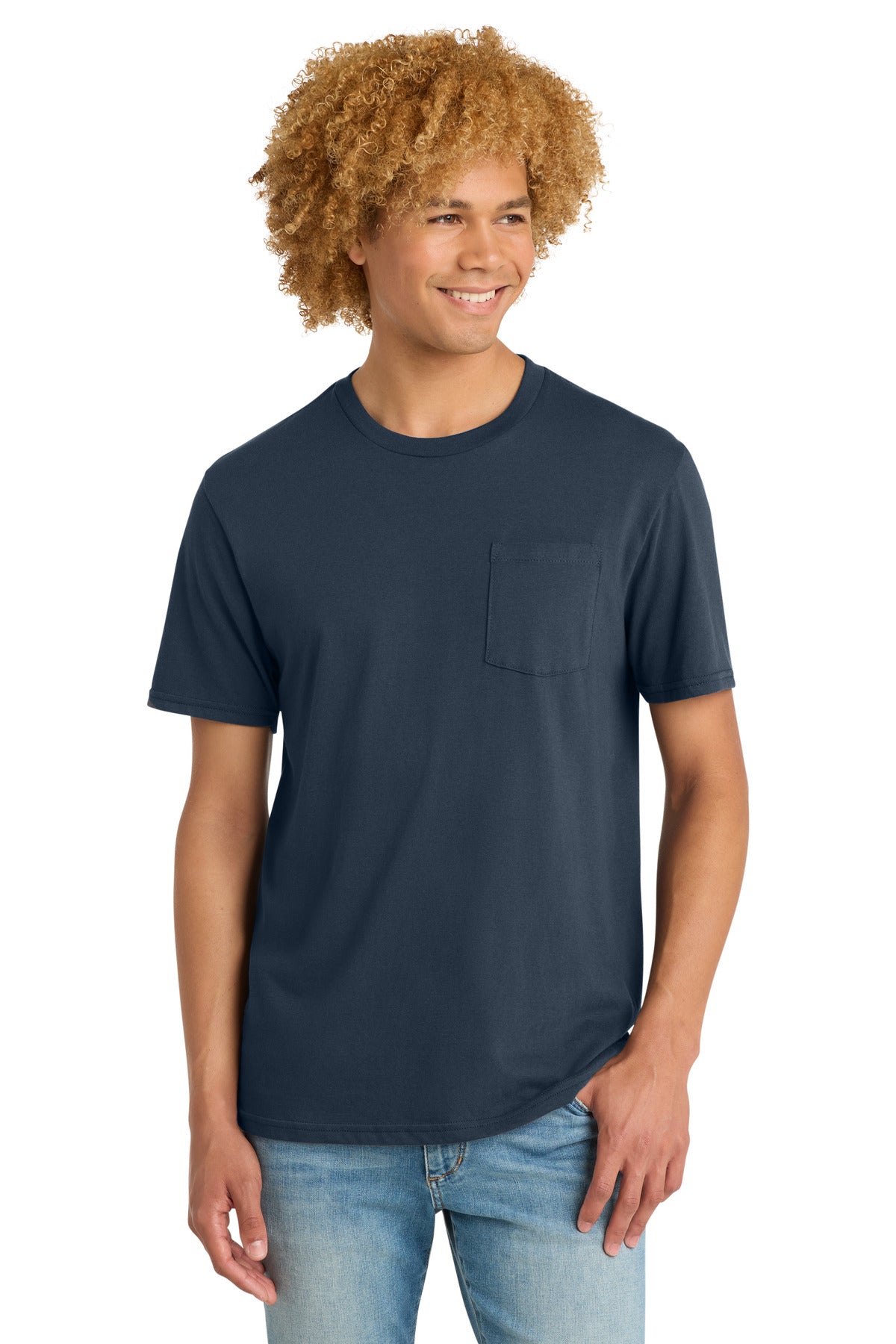 Custom New Navy V.I.T. Tee with Pocket DT6000P, personalized by SanCanDo Swag in Argyle, TX
