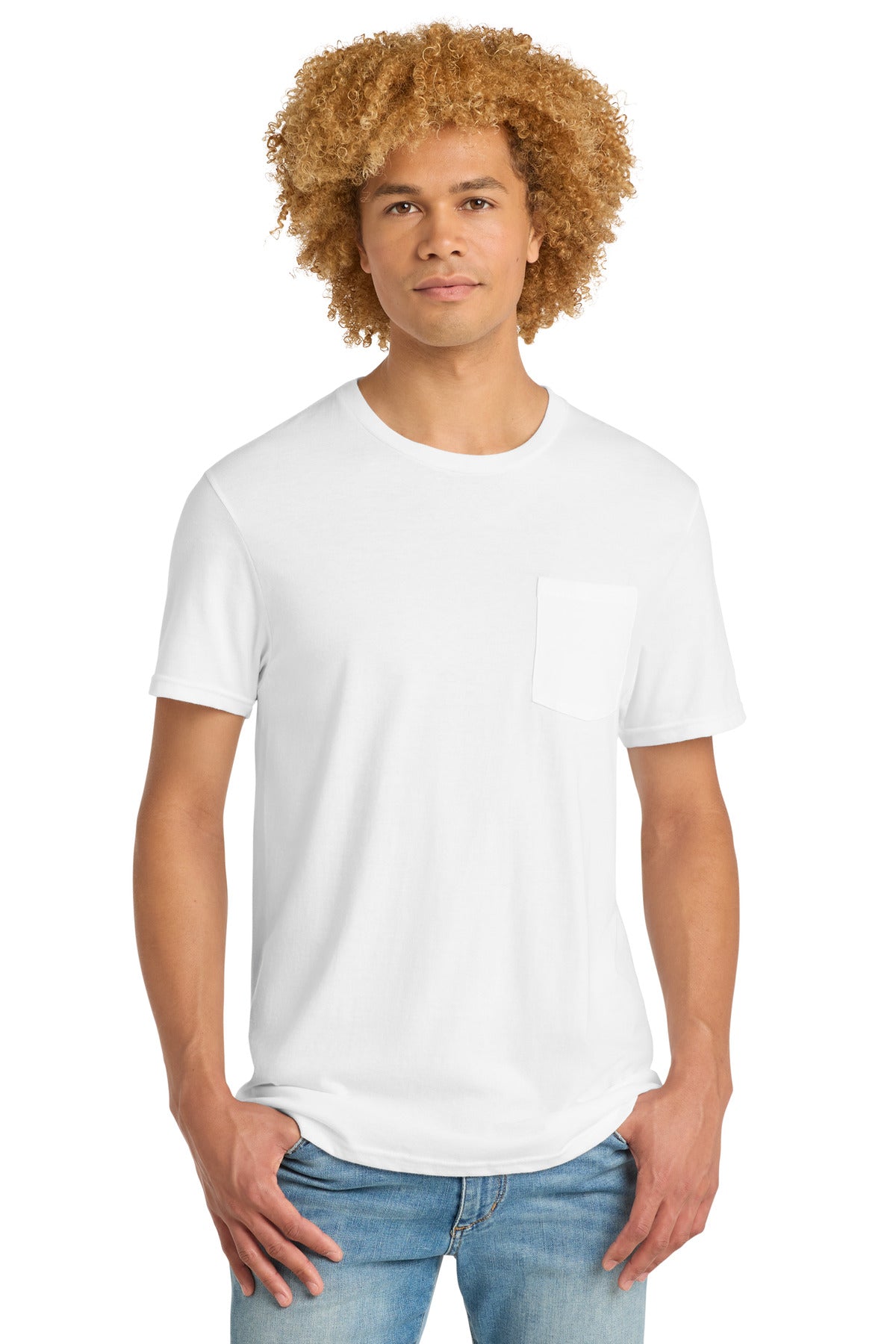 Custom White V.I.T. Tee with Pocket DT6000P, personalized by SanCanDo Swag in Argyle, TX
