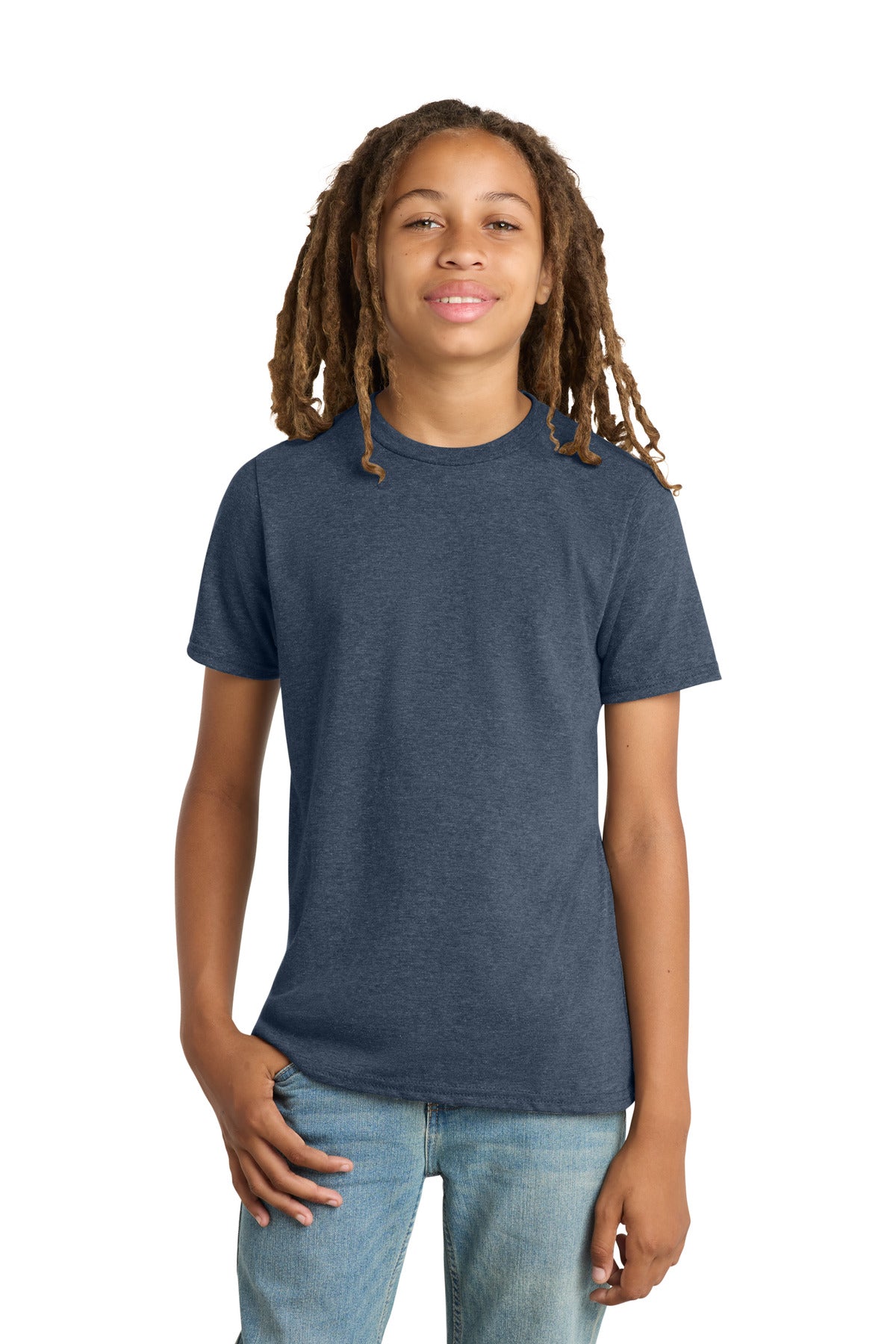 Custom Heathered Navy Youth V.I.T. Tee DT6000Y, personalized by SanCanDo Swag in Argyle, TX