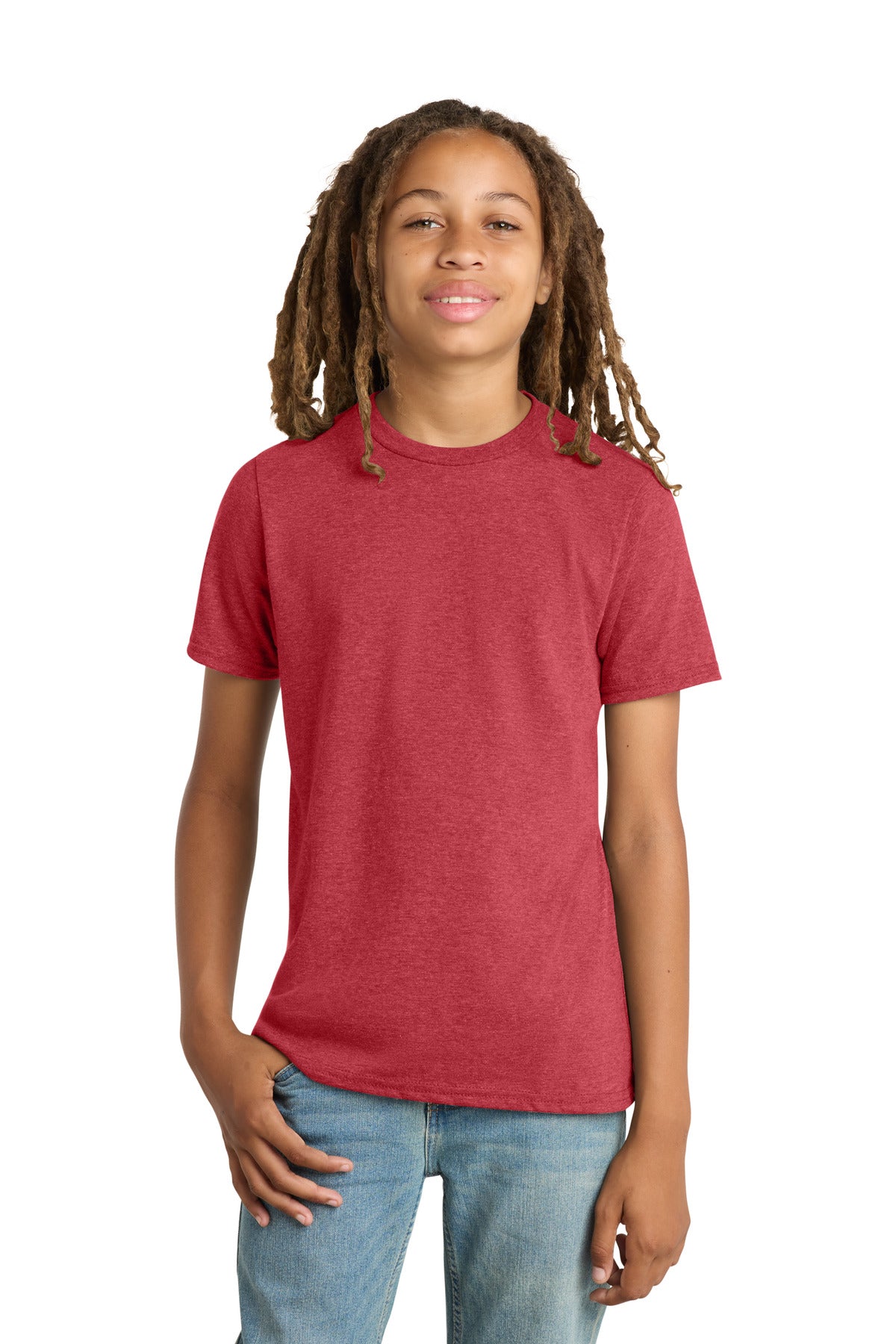 Custom Heathered Red Youth V.I.T. Tee DT6000Y, personalized by SanCanDo Swag in Argyle, TX