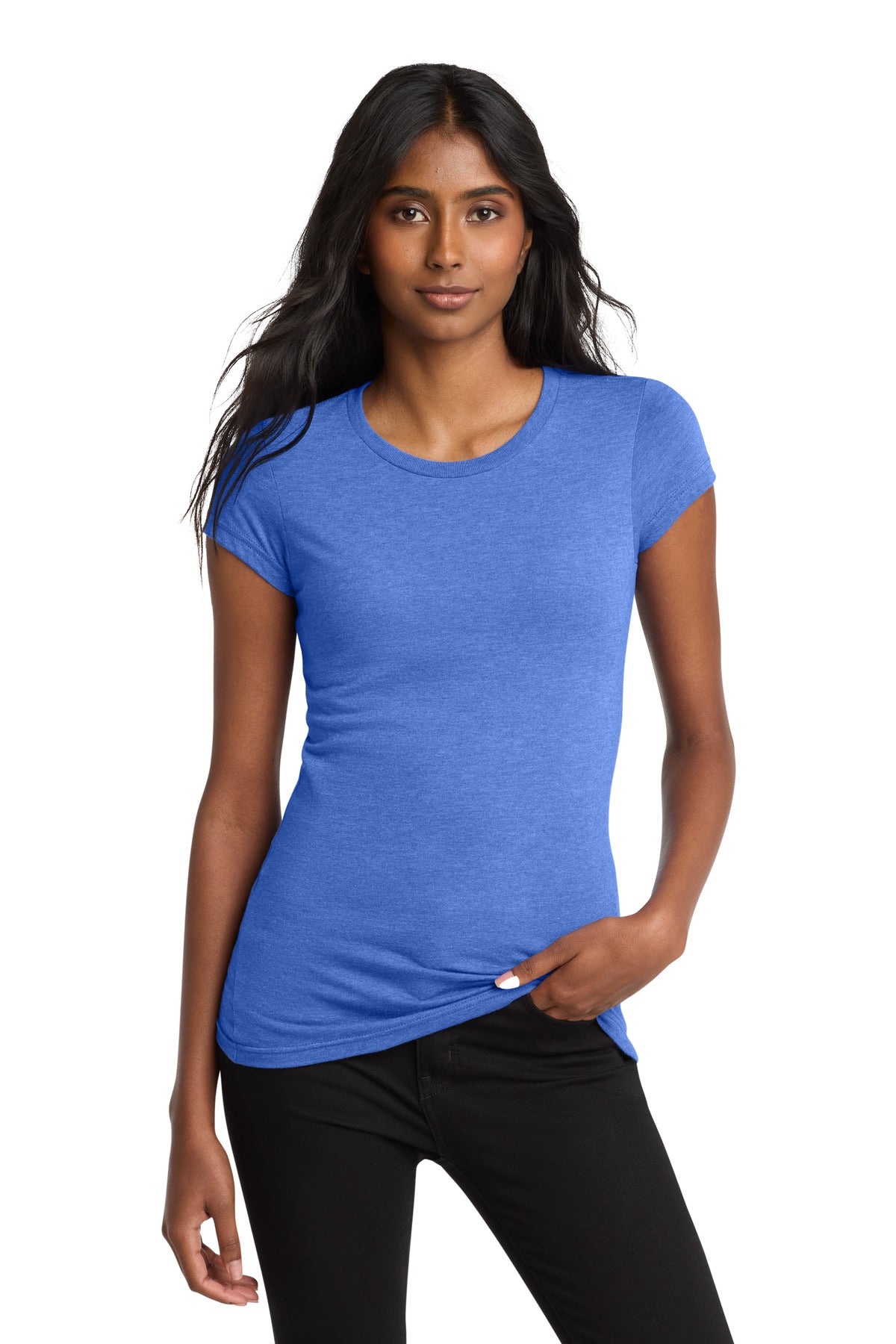 Custom Heathered Royal Women's Fitted V.I.T. Tee DT6001, personalized by SanCanDo Swag in Argyle, TX