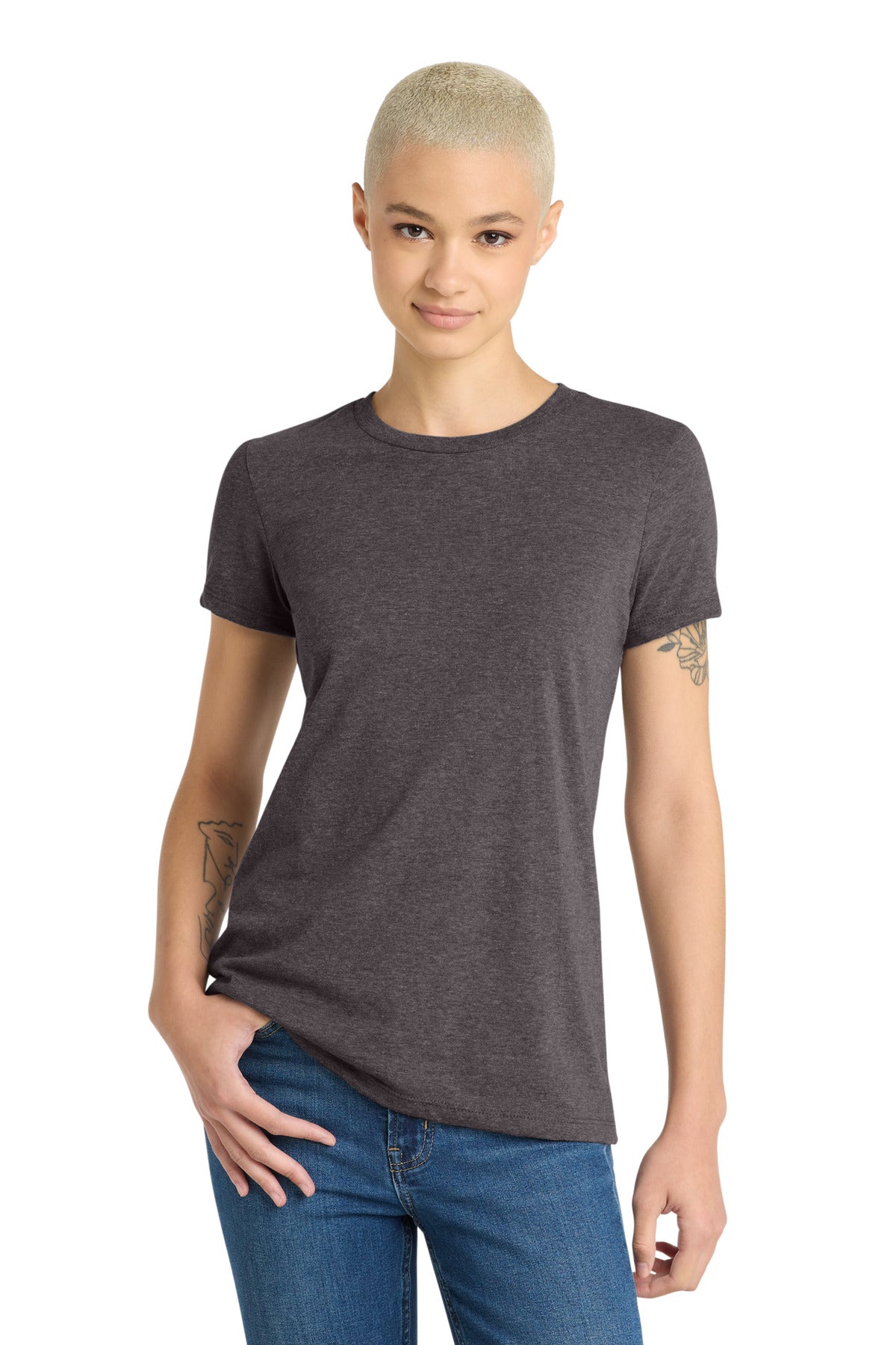 Custom Heathered Charcoal Women's V.I.T. Tee DT6002, personalized by SanCanDo Swag in Argyle, TX