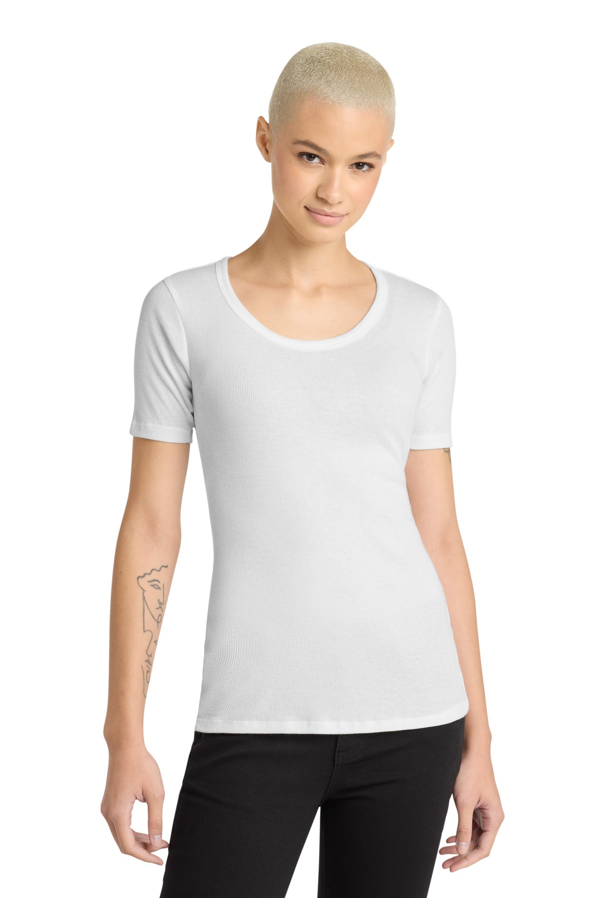 Custom White Women's V.I.T.Rib Scoop Neck Tee DT6020, personalized by SanCanDo Swag in Argyle, TX