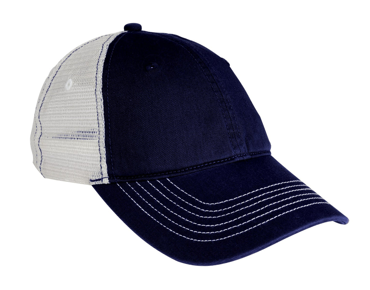 Custom New Navy/ White Mesh Back Cap DT607, personalized by SanCanDo Swag in Argyle, TX