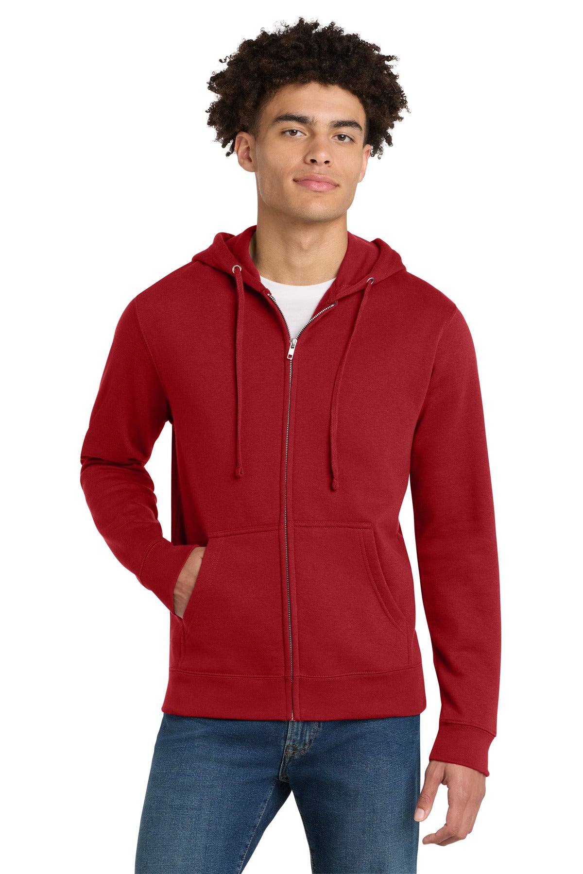 Custom Classic Red V.I.T.Fleece Full-Zip Hoodie DT6102, personalized by SanCanDo Swag in Argyle, TX