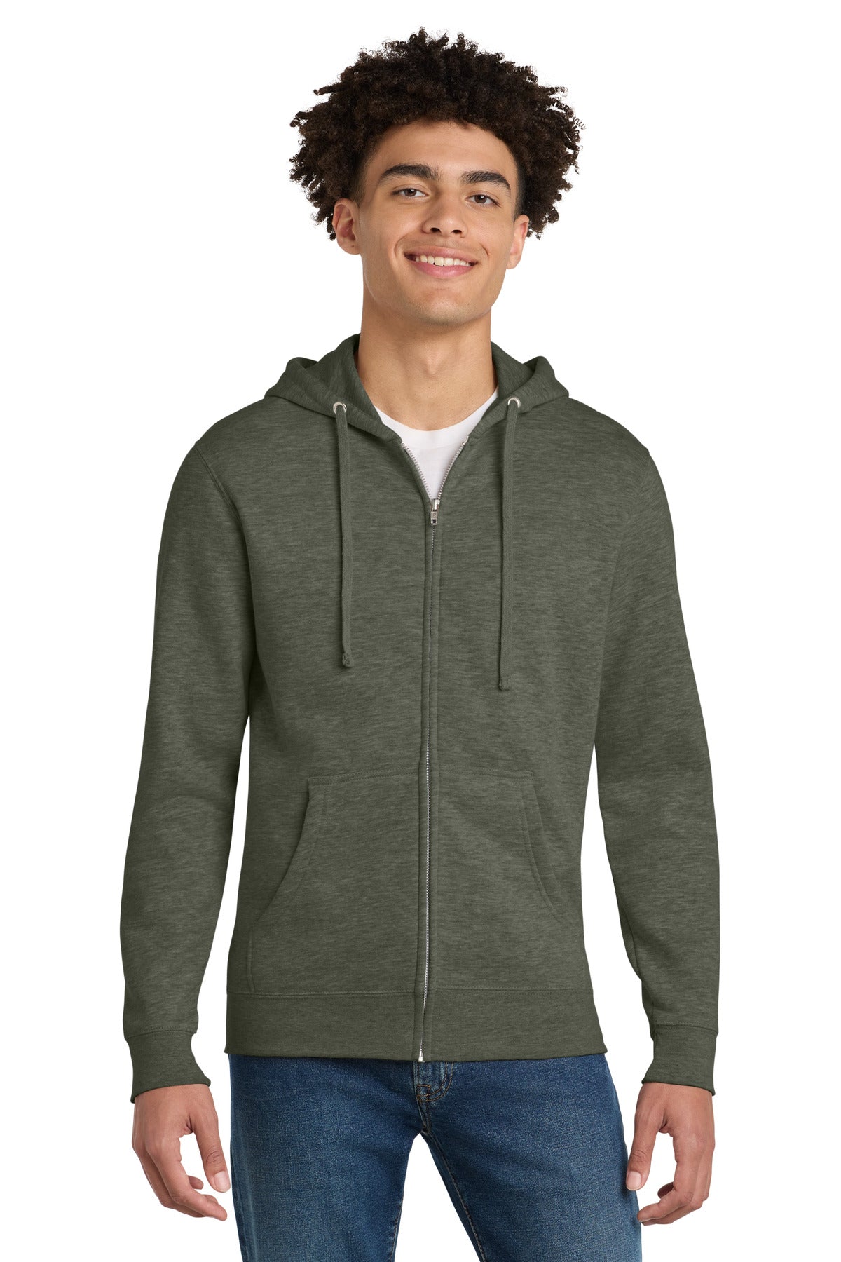 Custom Heathered Olive V.I.T.Fleece Full-Zip Hoodie DT6102, personalized by SanCanDo Swag in Argyle, TX