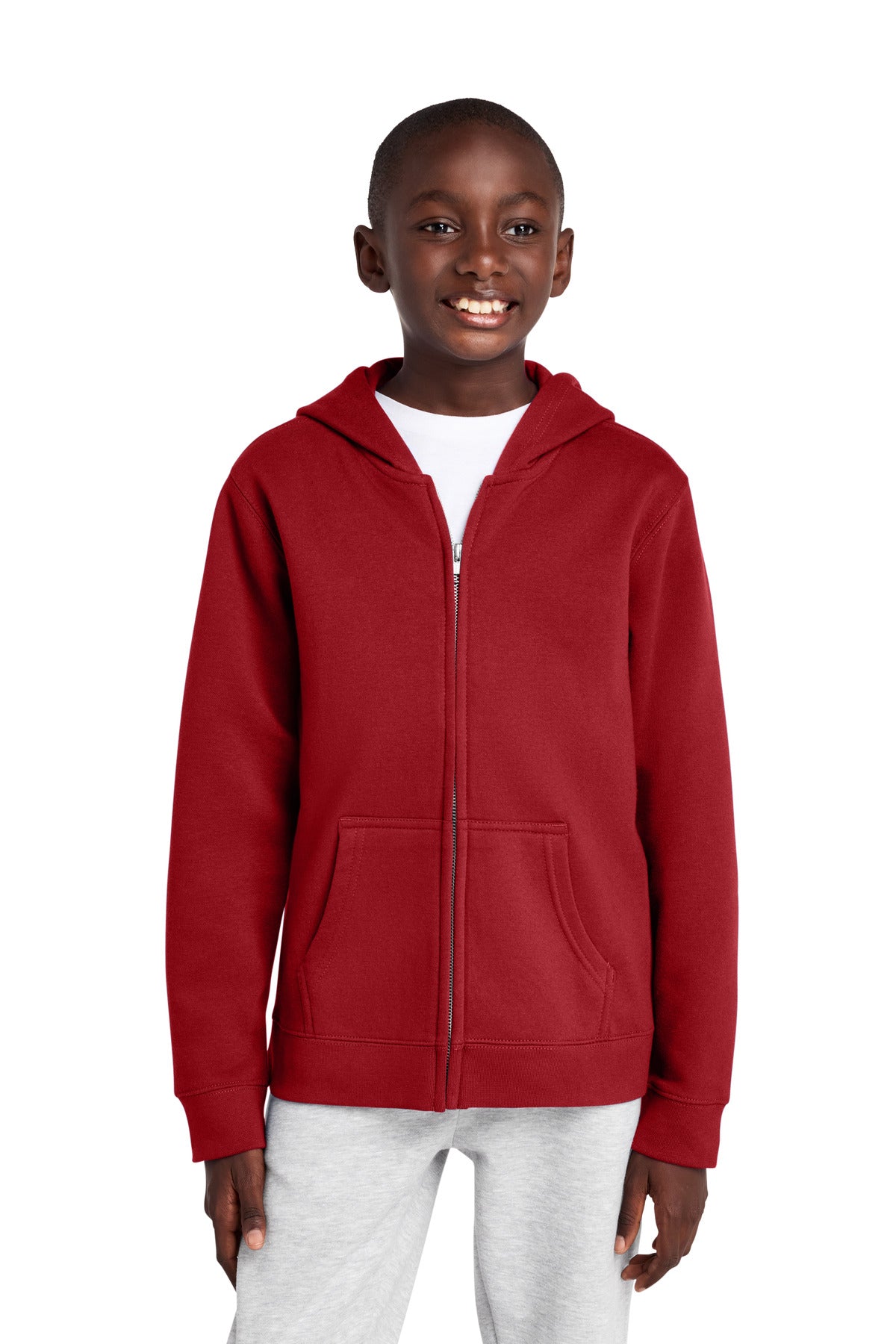 Custom Classic Red Youth V.I.T. Fleece Full-Zip Hoodie DT6102Y, personalized by SanCanDo Swag in Argyle, TX
